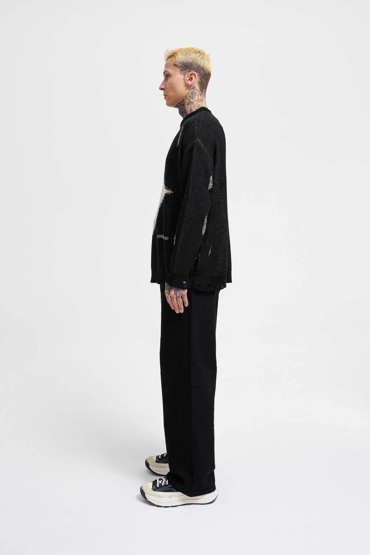Erkek Patterned Kazak BLACK
