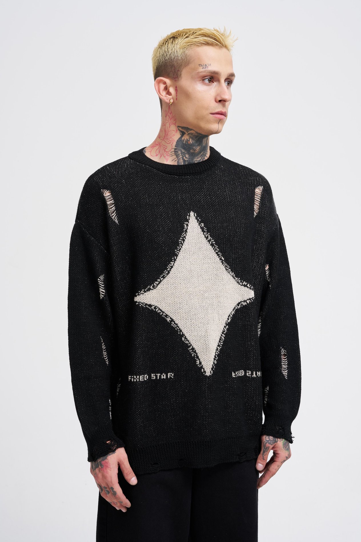 Erkek Patterned Kazak BLACK