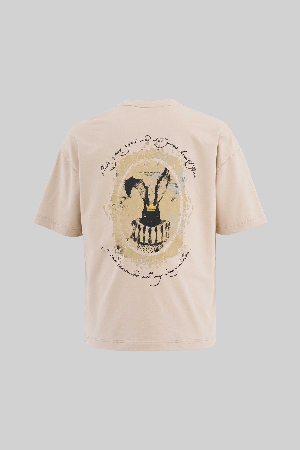 Erkek Printed And Glitter Embroidered Oversi̇ze Ti̇şört SOFT BEIGE