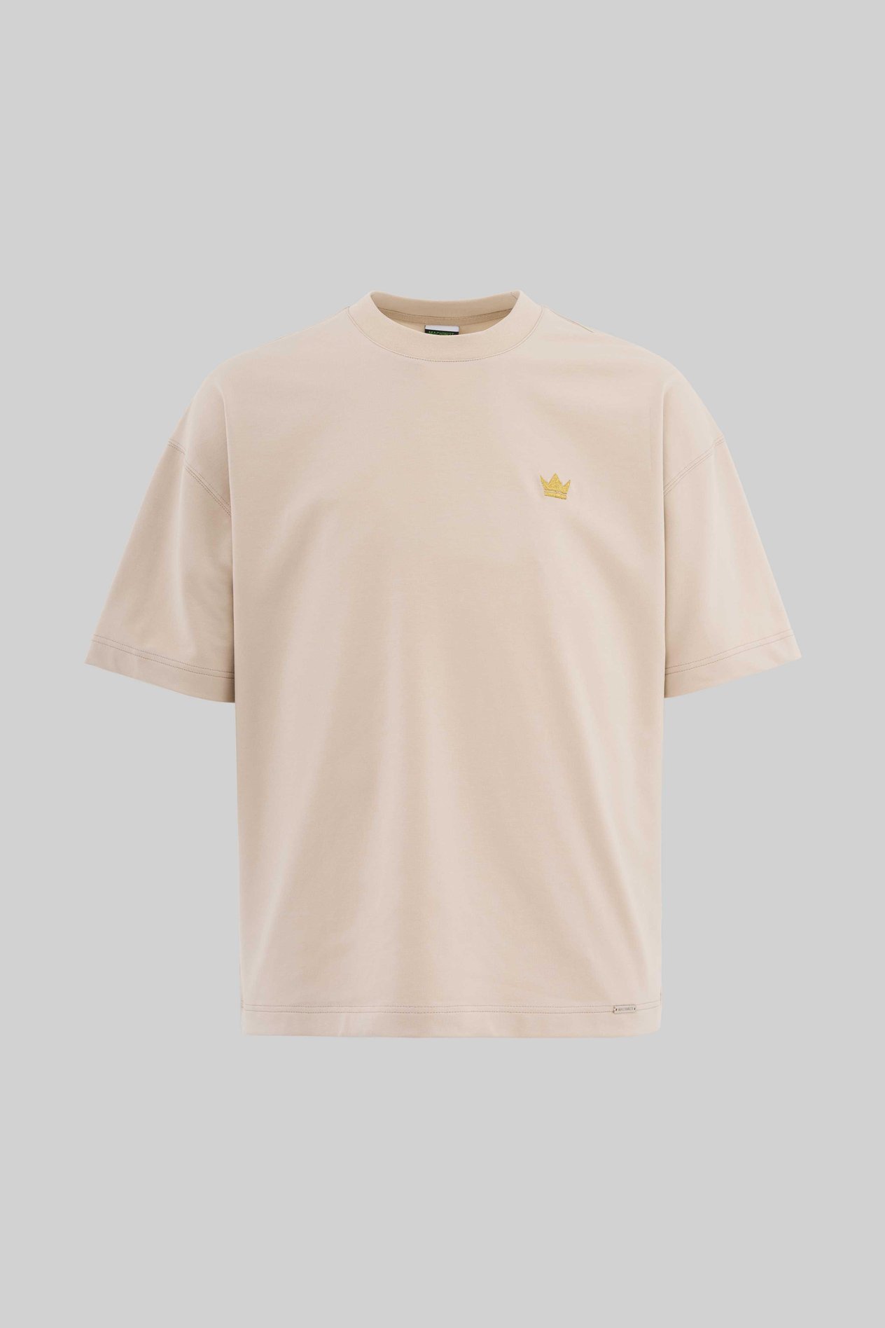 Erkek Printed And Glitter Embroidered Oversi̇ze Ti̇şört SOFT BEIGE