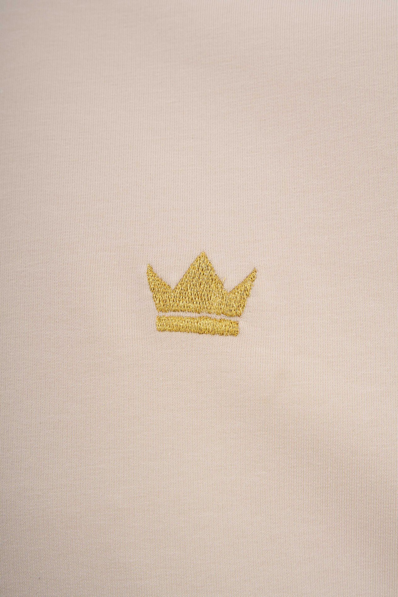 Erkek Printed And Glitter Embroidered Oversi̇ze Ti̇şört SOFT BEIGE