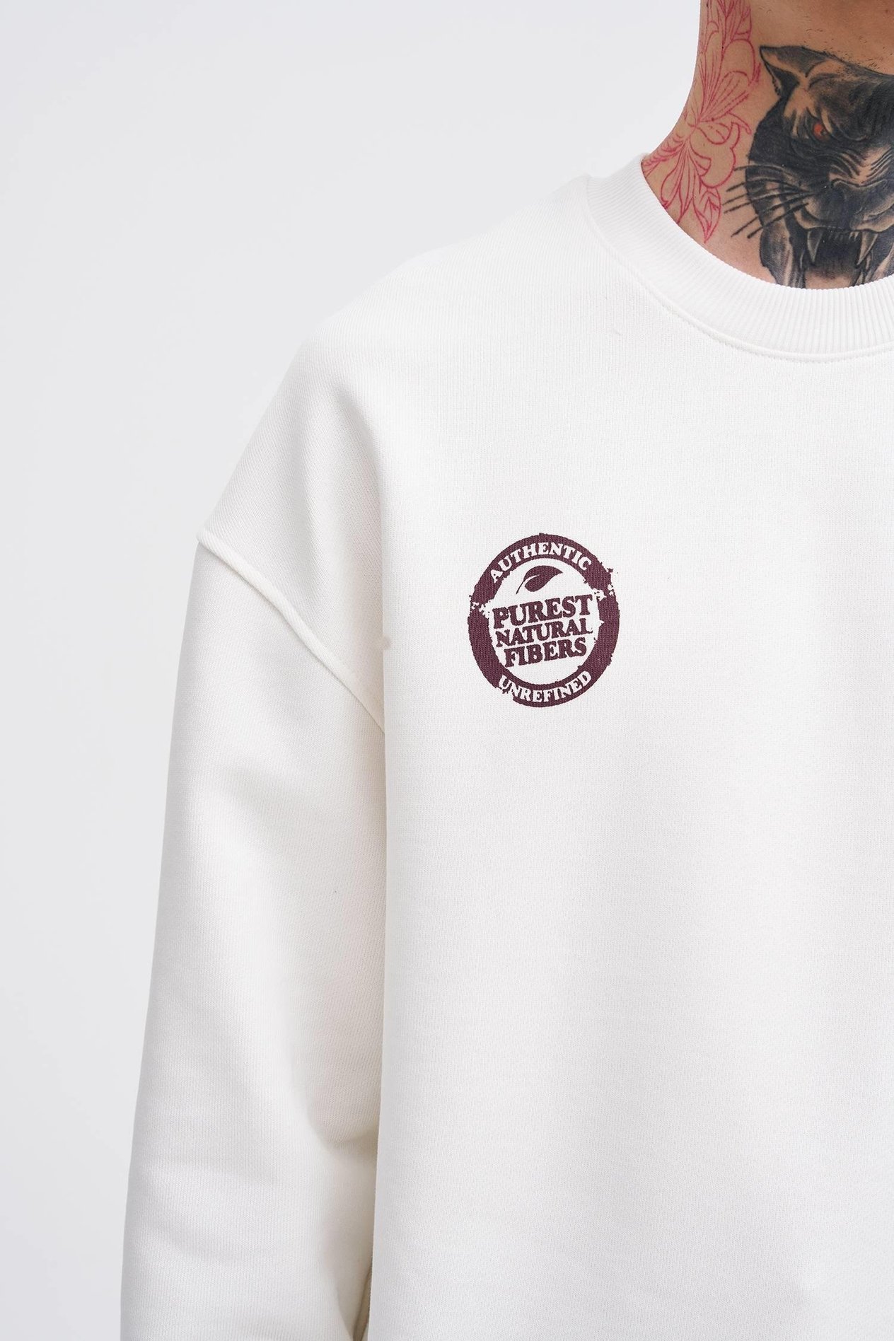 Erkek Raw Printed Sweatshirt ECRU