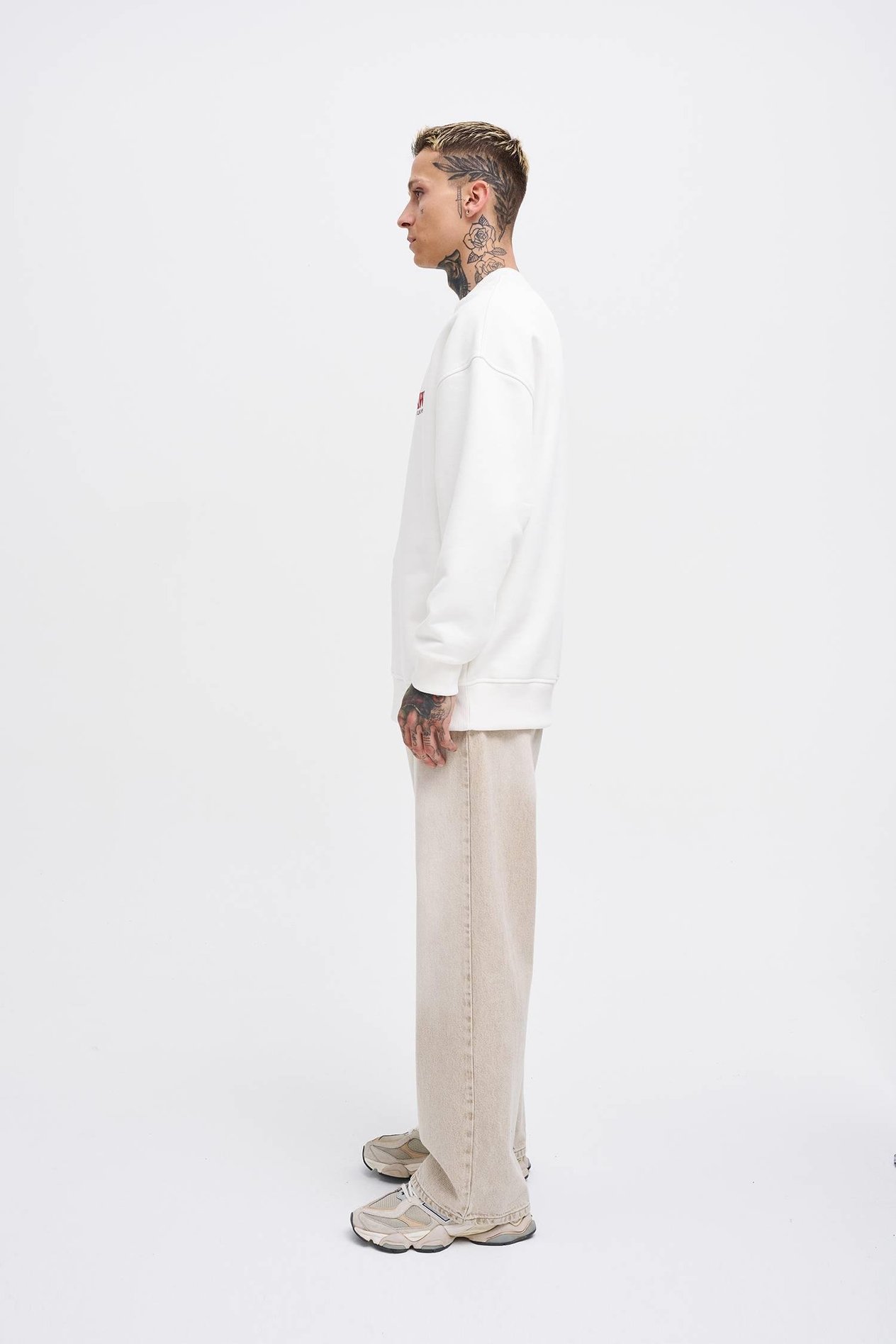 Erkek Raw Printed Sweatshirt ECRU