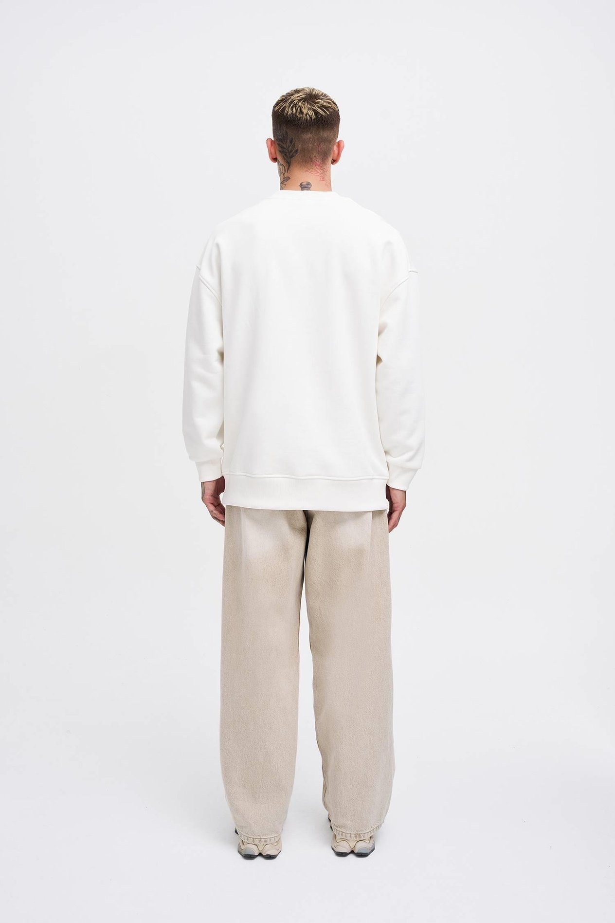 Erkek Raw Printed Sweatshirt ECRU