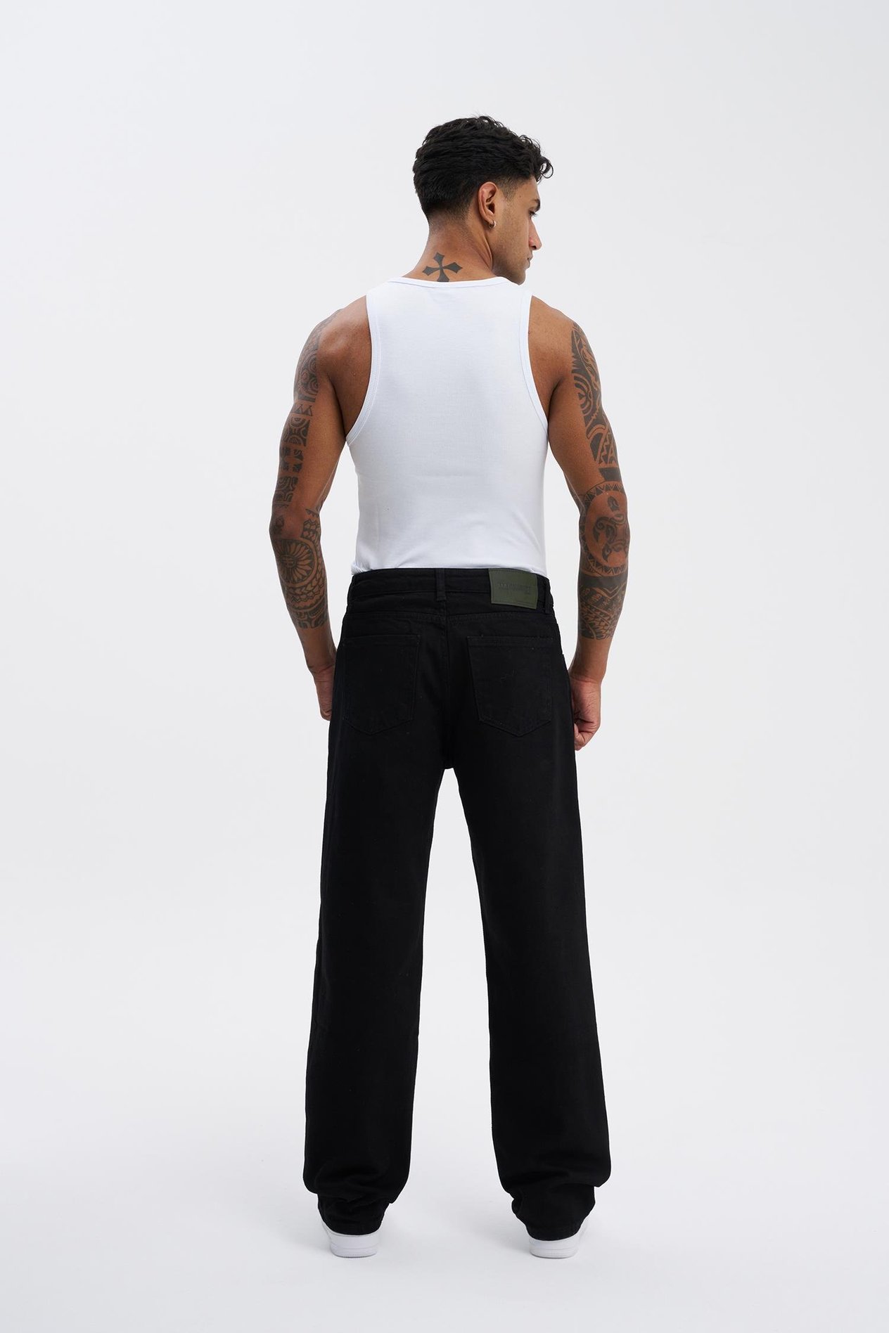Erkek Relaxed Baggy Jean Siyah Pantolon