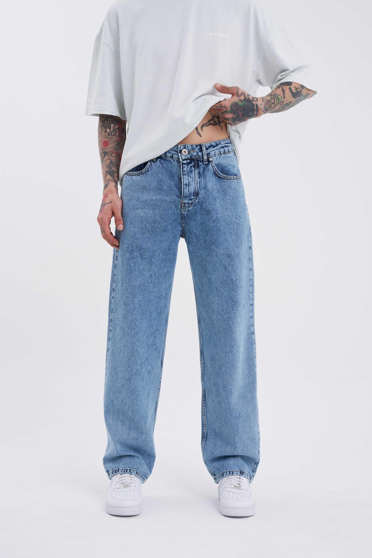 Erkek Relaxed Baggy Mavi Jean Pantolon