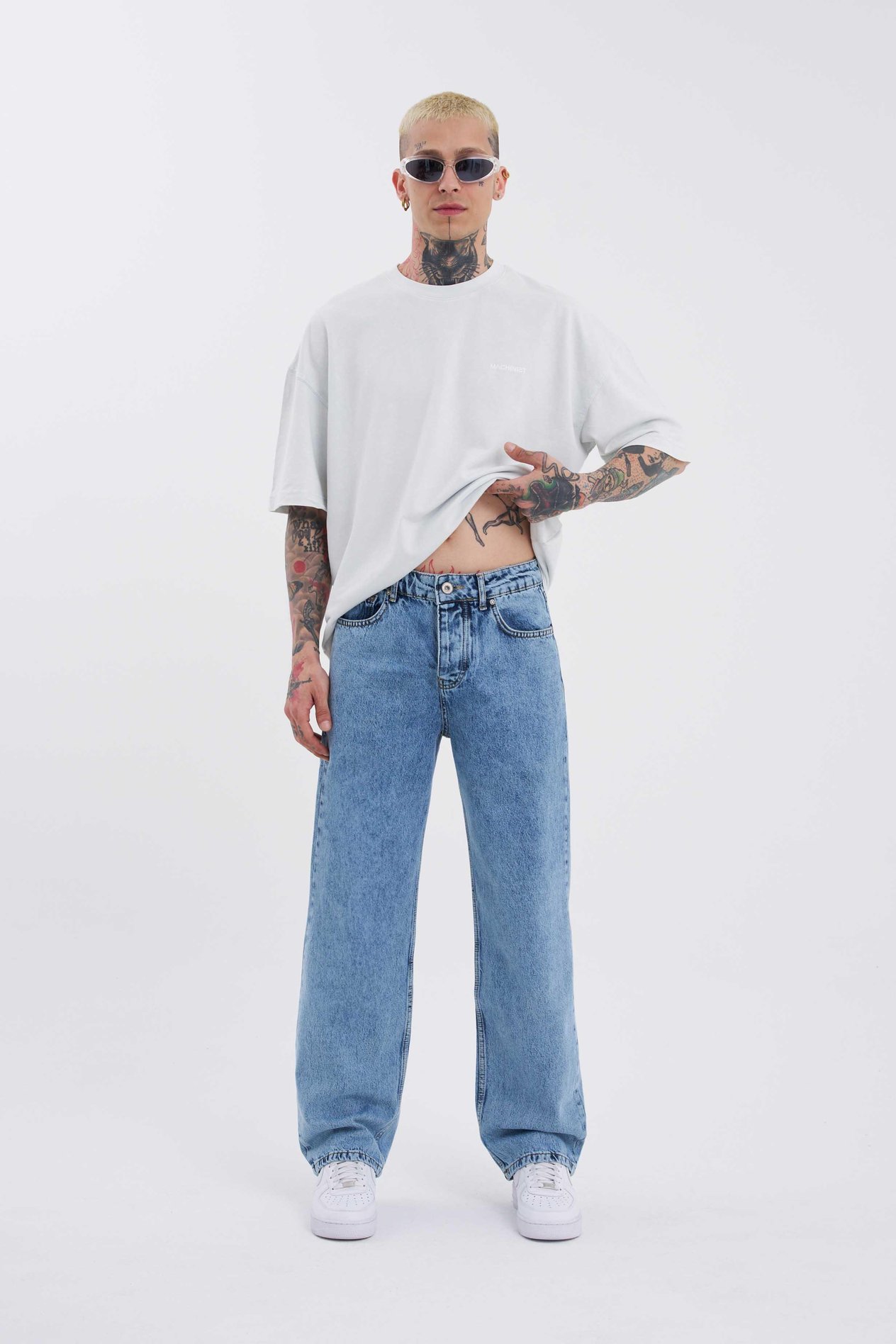 Erkek Relaxed Baggy Mavi Jean Pantolon