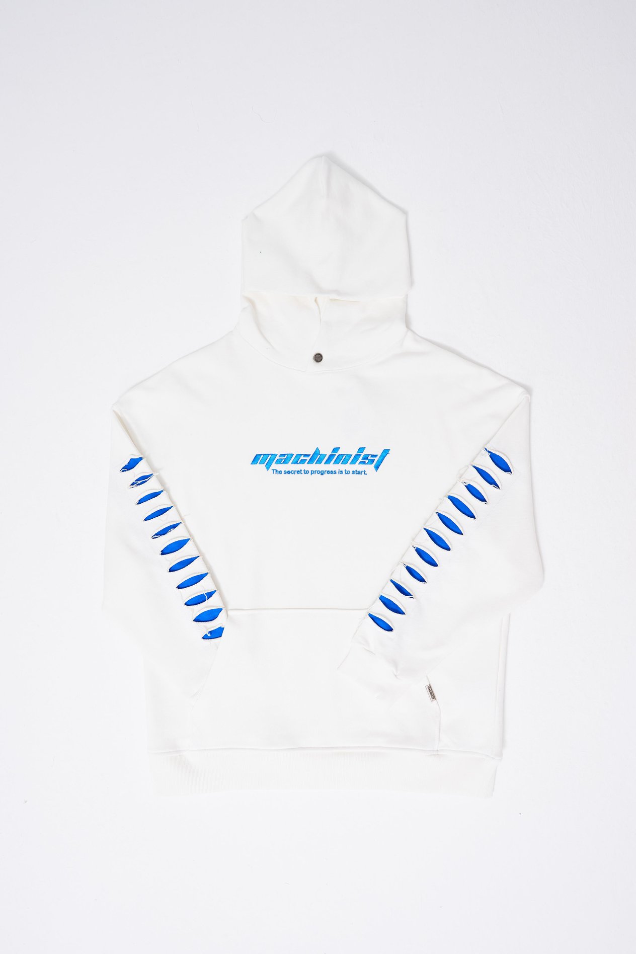 Erkek Rıpped Effects Sleeves Hoodie ECRU
