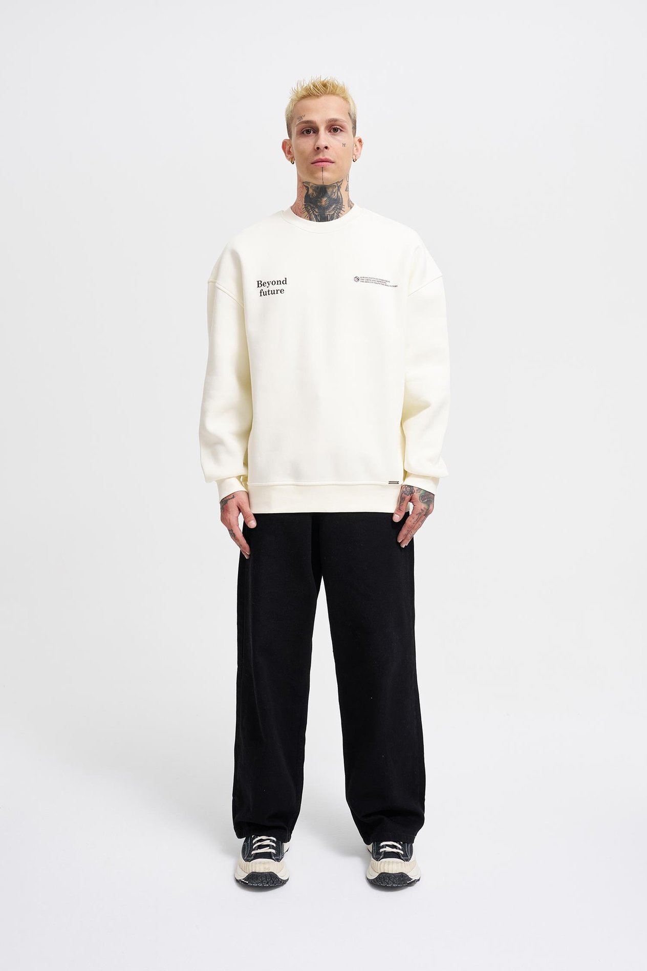 Erkek Smoking Kill Baskılı Oversize Ekru Sweatshirt