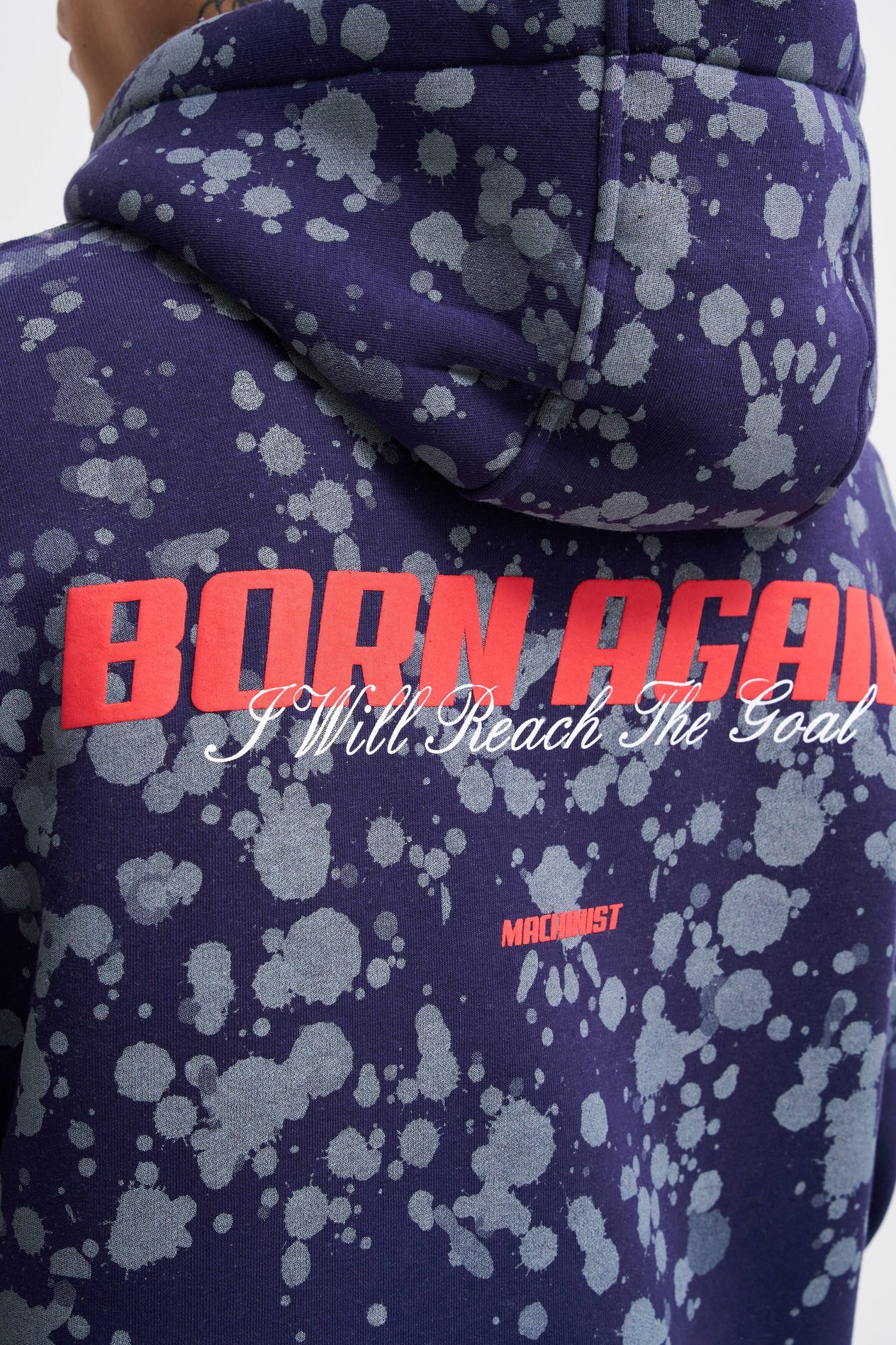 Erkek Splash Printed Hoodie MIDNIGHT BLUE