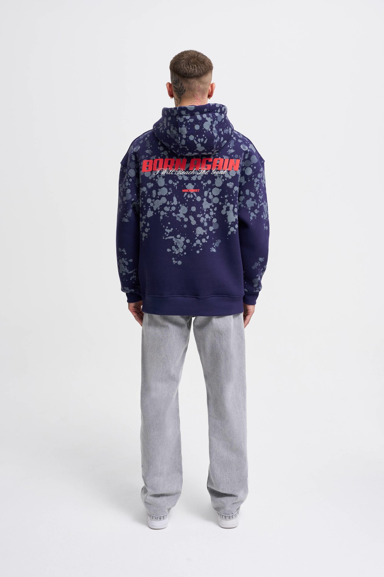 Erkek Splash Printed Hoodie MIDNIGHT BLUE