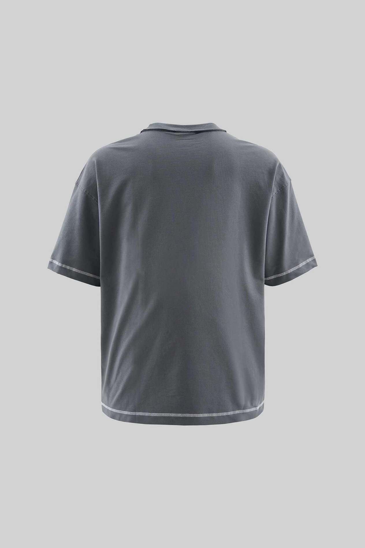 Erkek Stitch Detailed Split Oversi̇ze Ti̇şört SMOKED