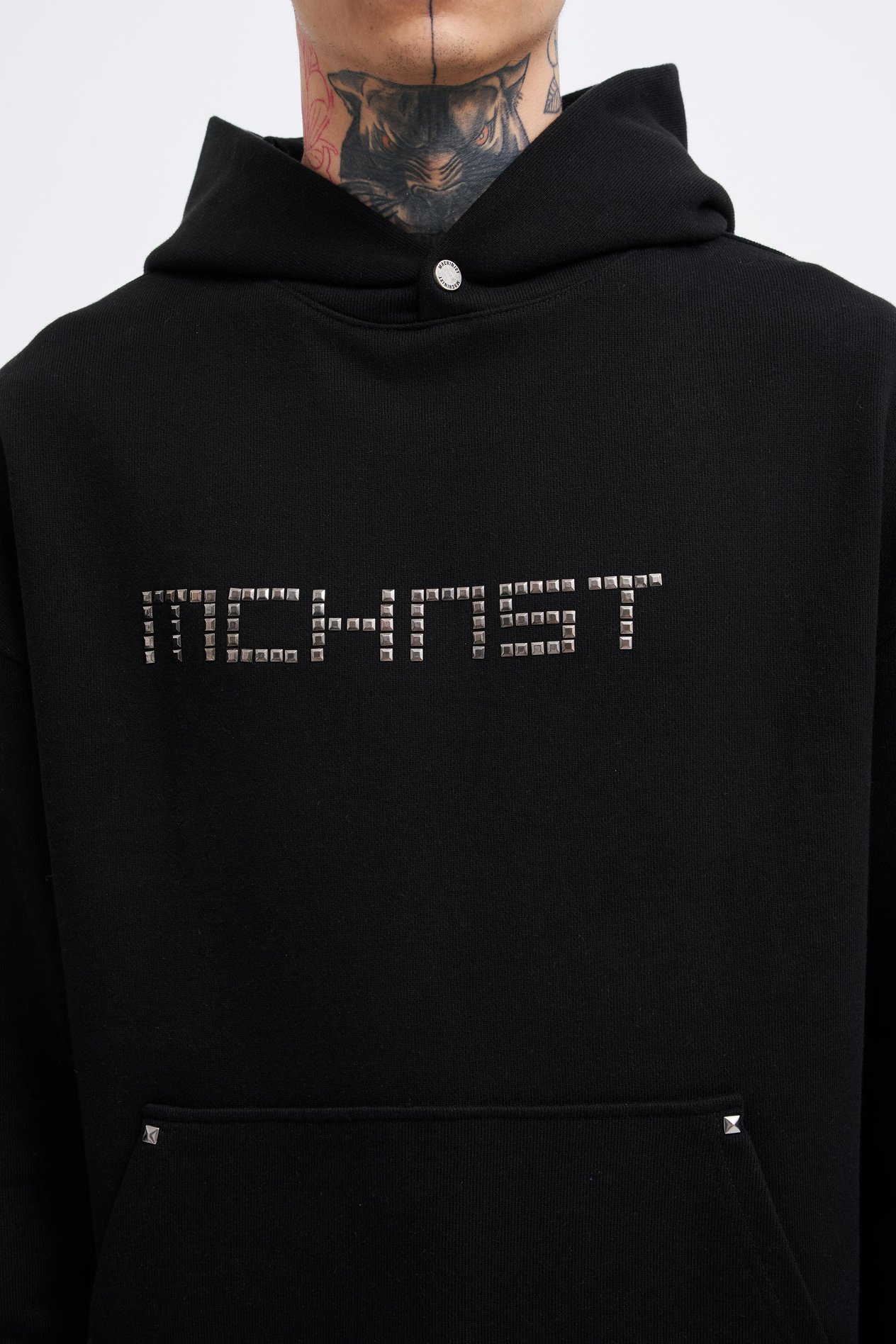 Erkek Studded Hoodie BLACK
