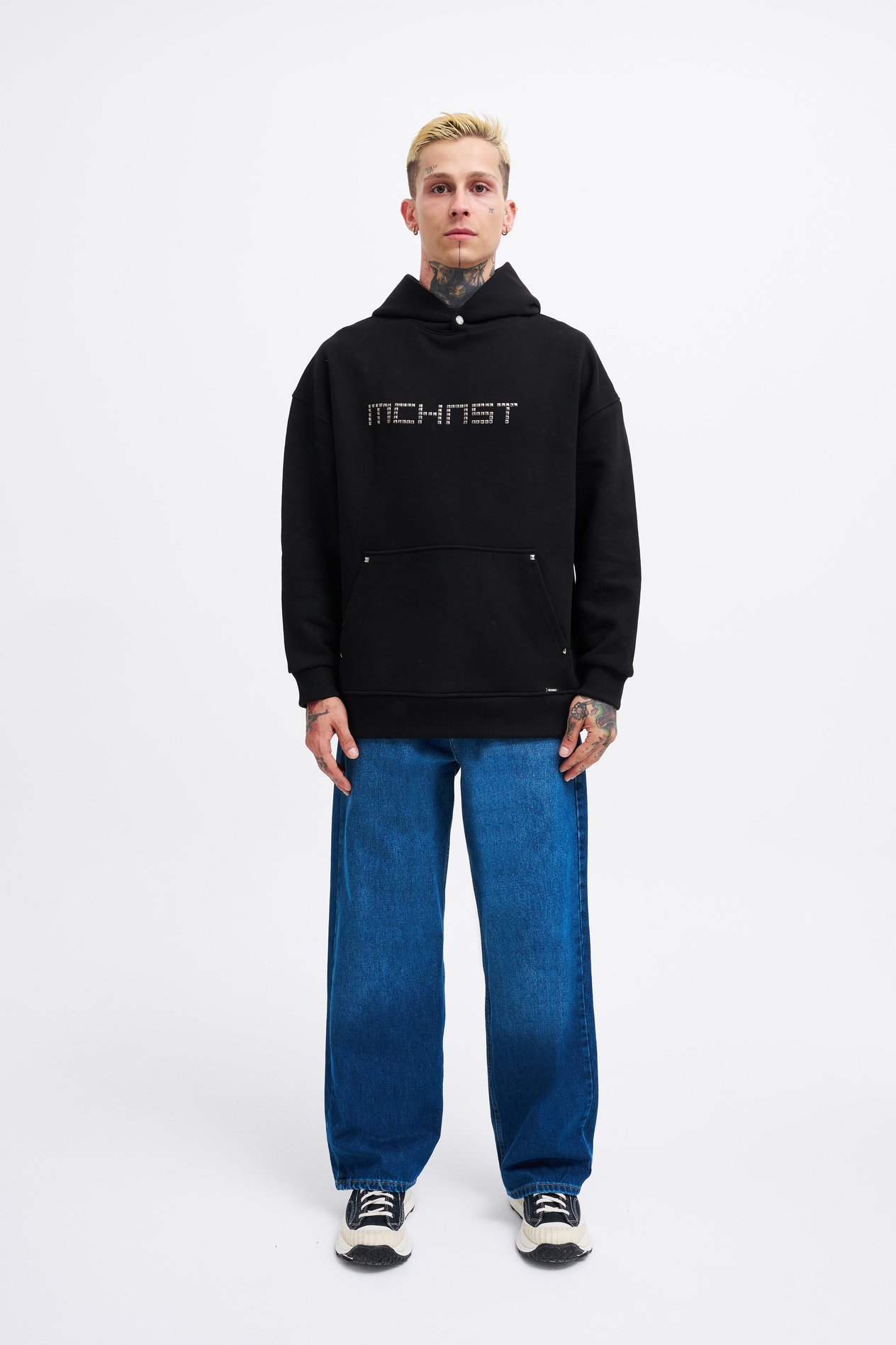 Erkek Studded Hoodie BLACK
