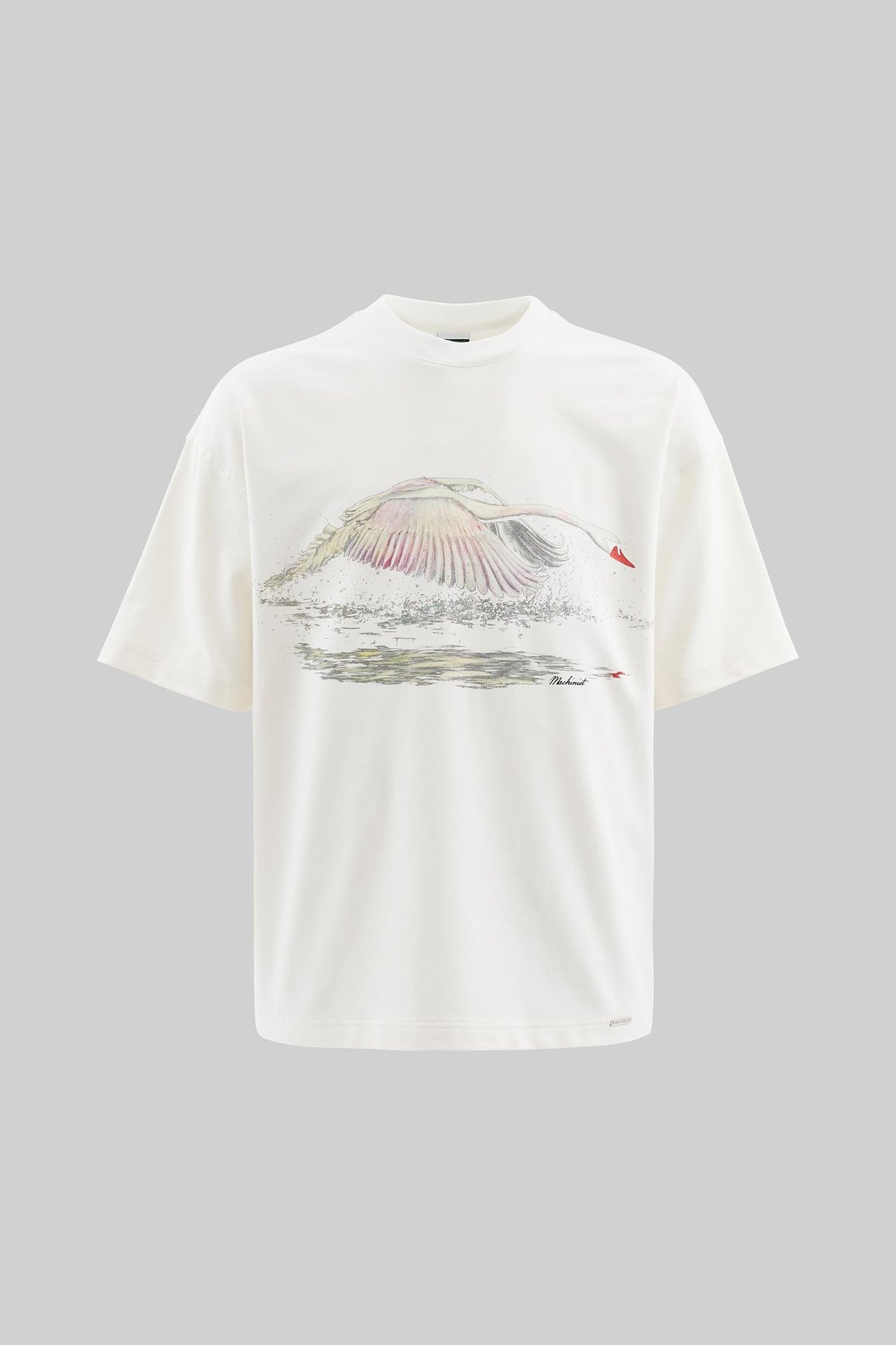 Erkek Swan Printed Oversi̇ze Ti̇şört ECRU