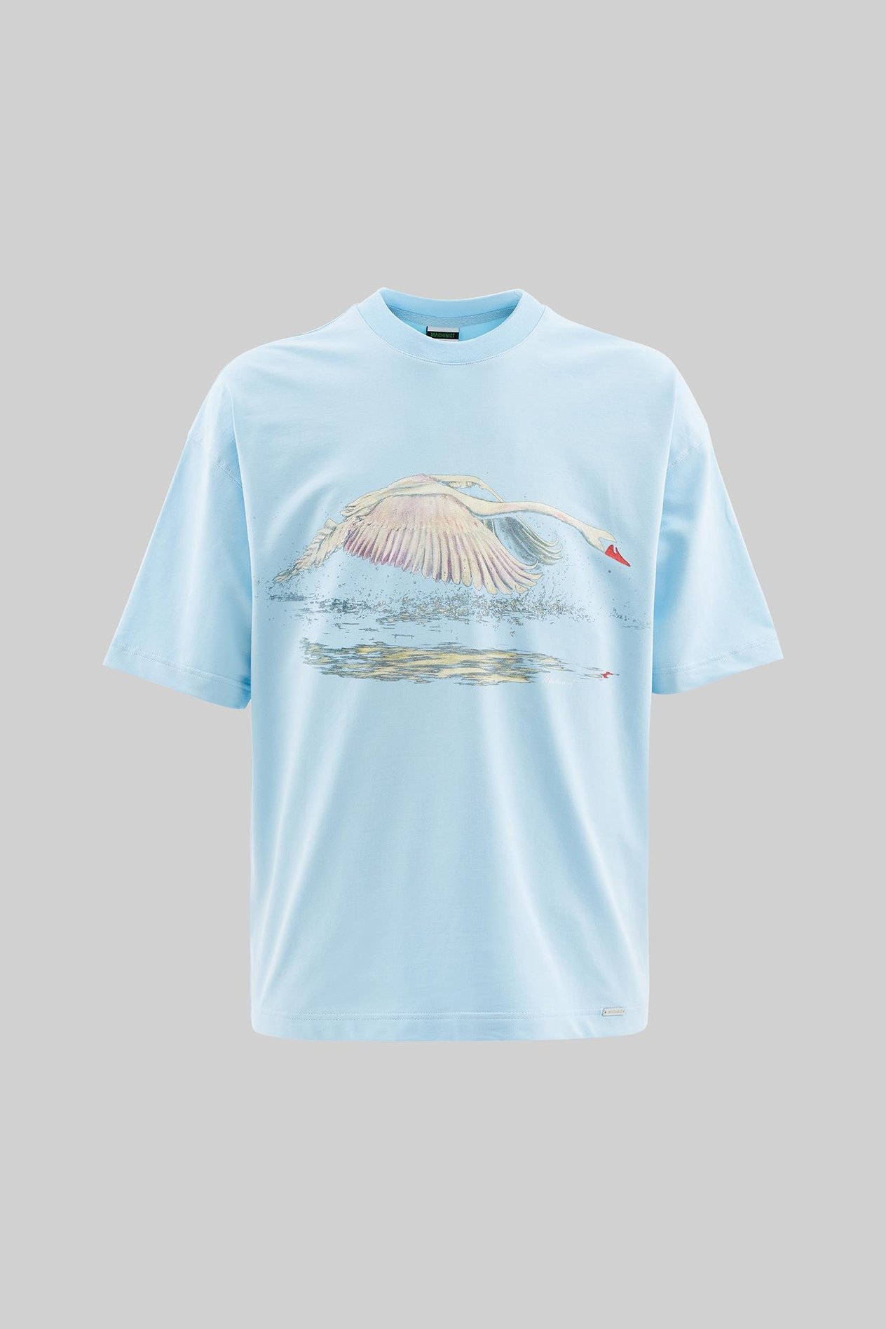 Erkek Swan Printed Oversi̇ze Ti̇şört LIGHT BLUE
