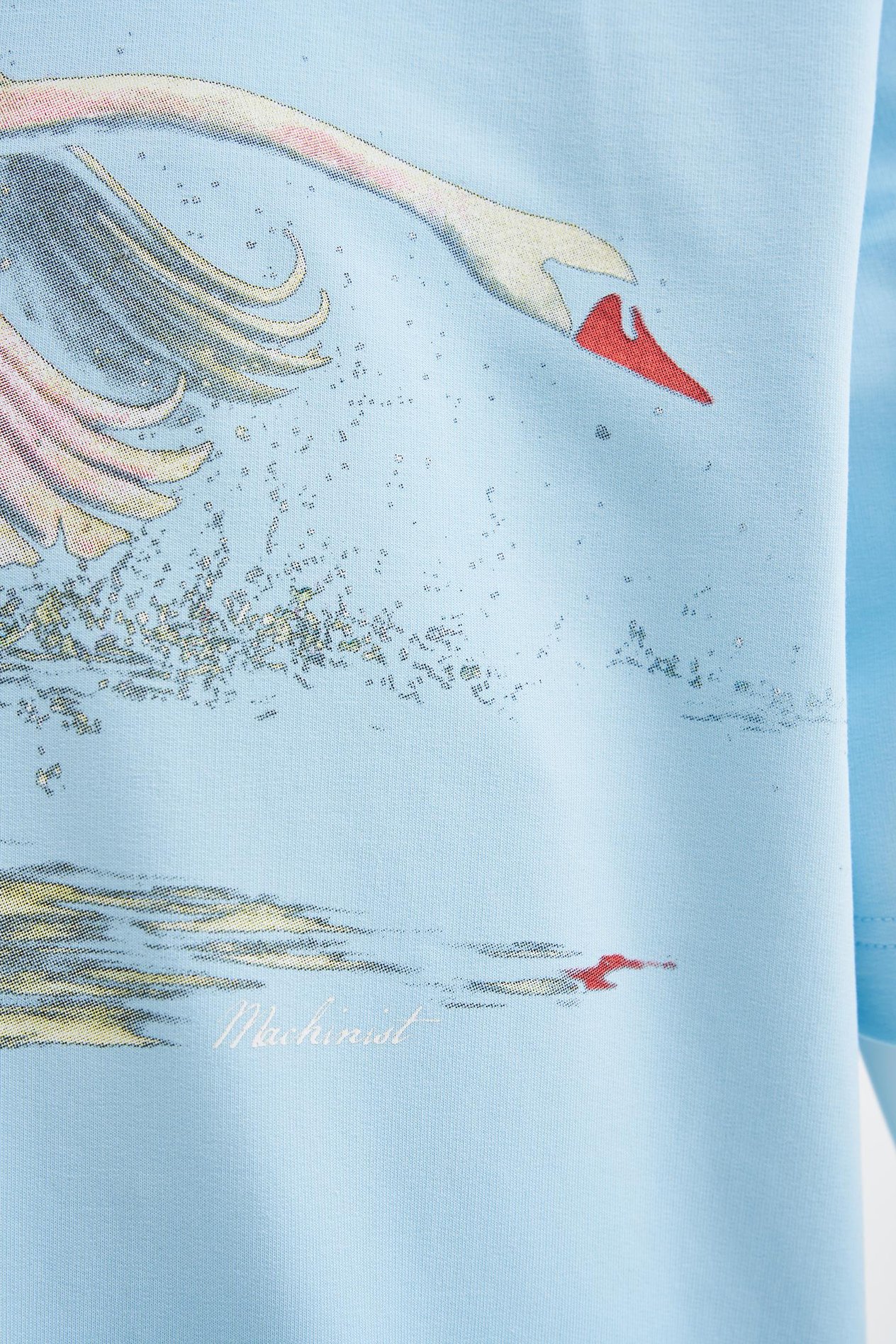 Erkek Swan Printed Oversi̇ze Ti̇şört LIGHT BLUE