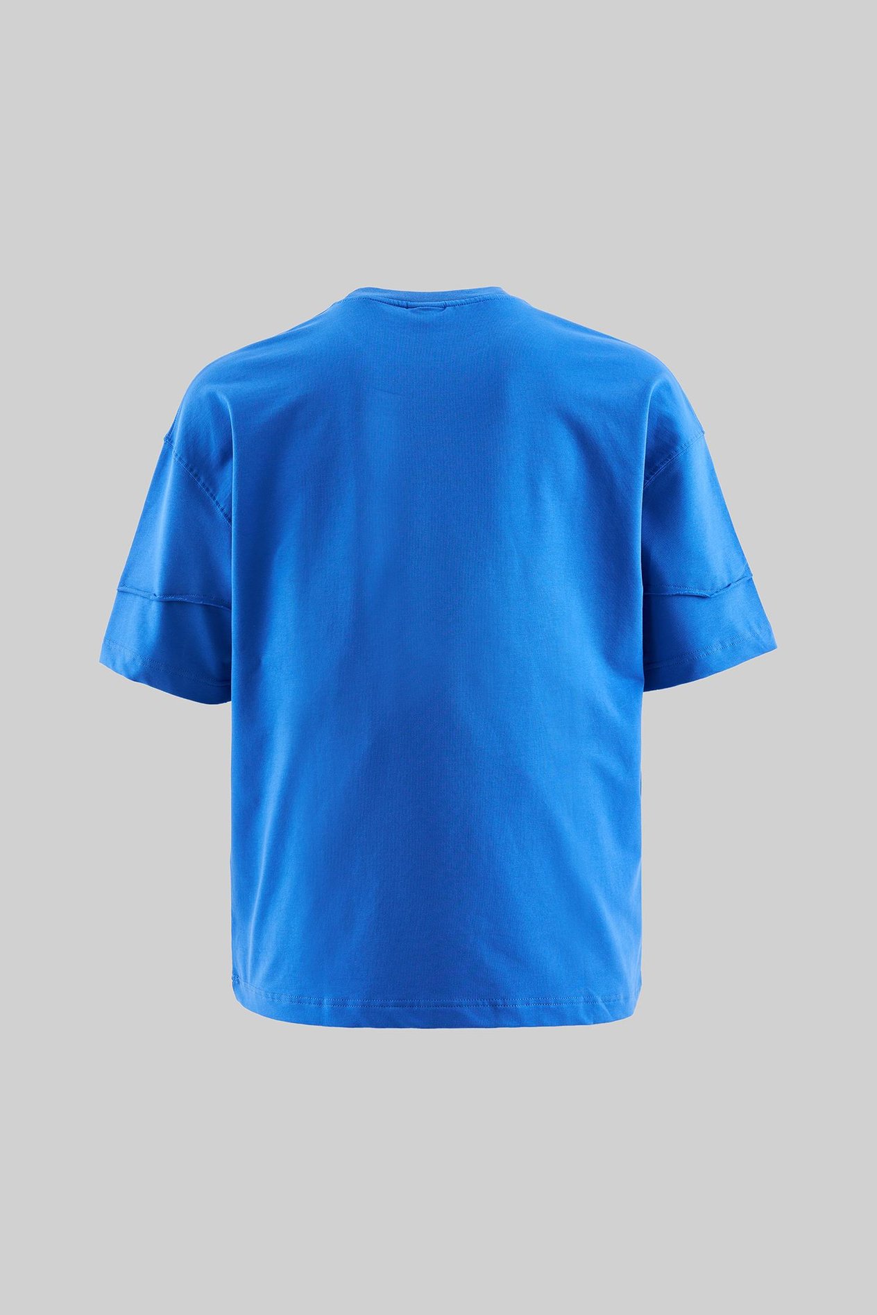 Erkek Technical Embroidered Oversize Soft Mavi Tişört