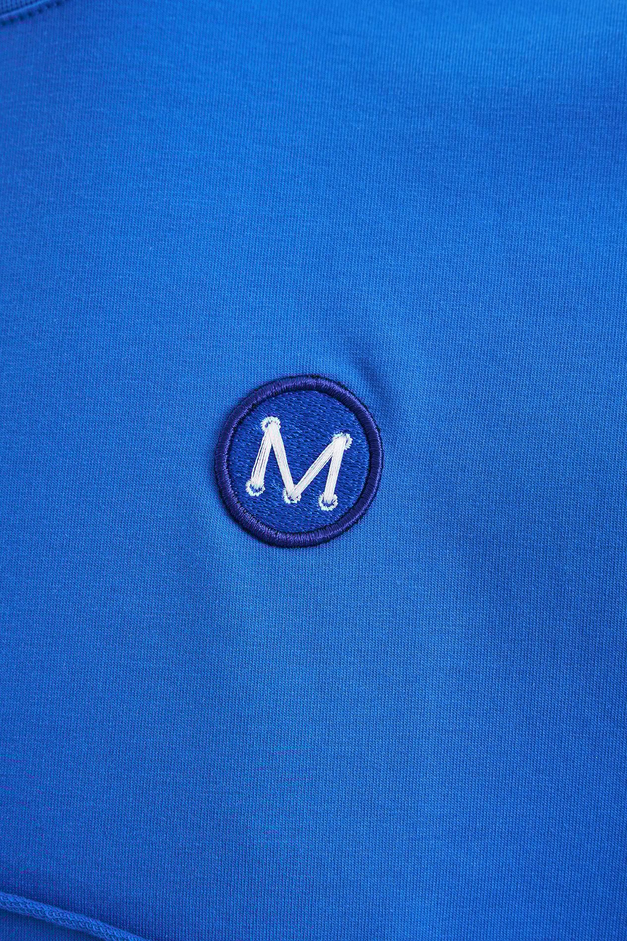 Erkek Technical Embroidered Oversize Soft Mavi Tişört