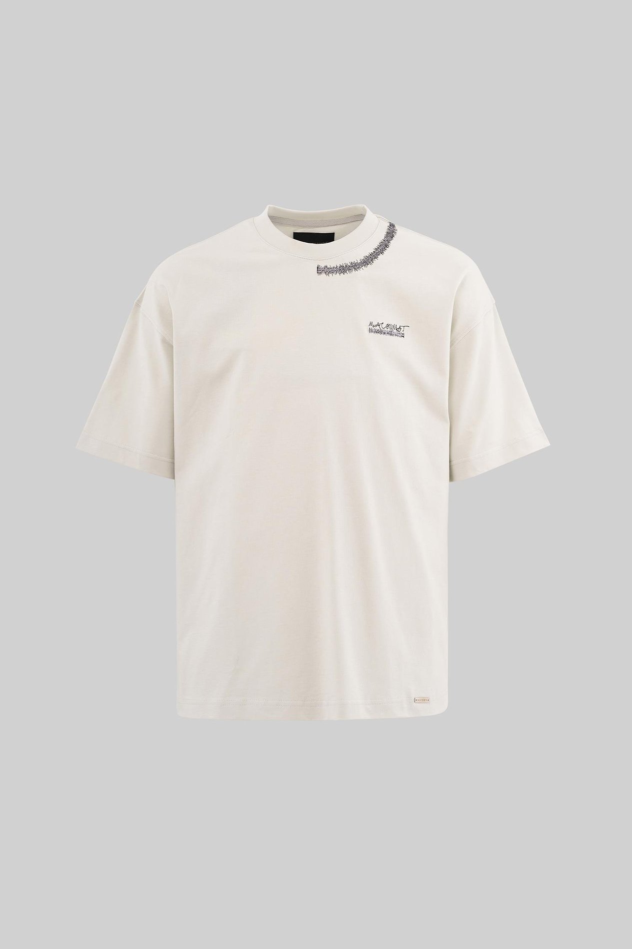Erkek Technical Zig-Zag Embroidered Oversi̇ze Ti̇şört SPACE GREY