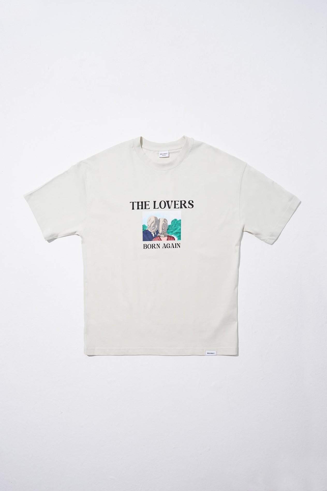 Erkek The Lovers Baskılı Oversize Gri Tişört