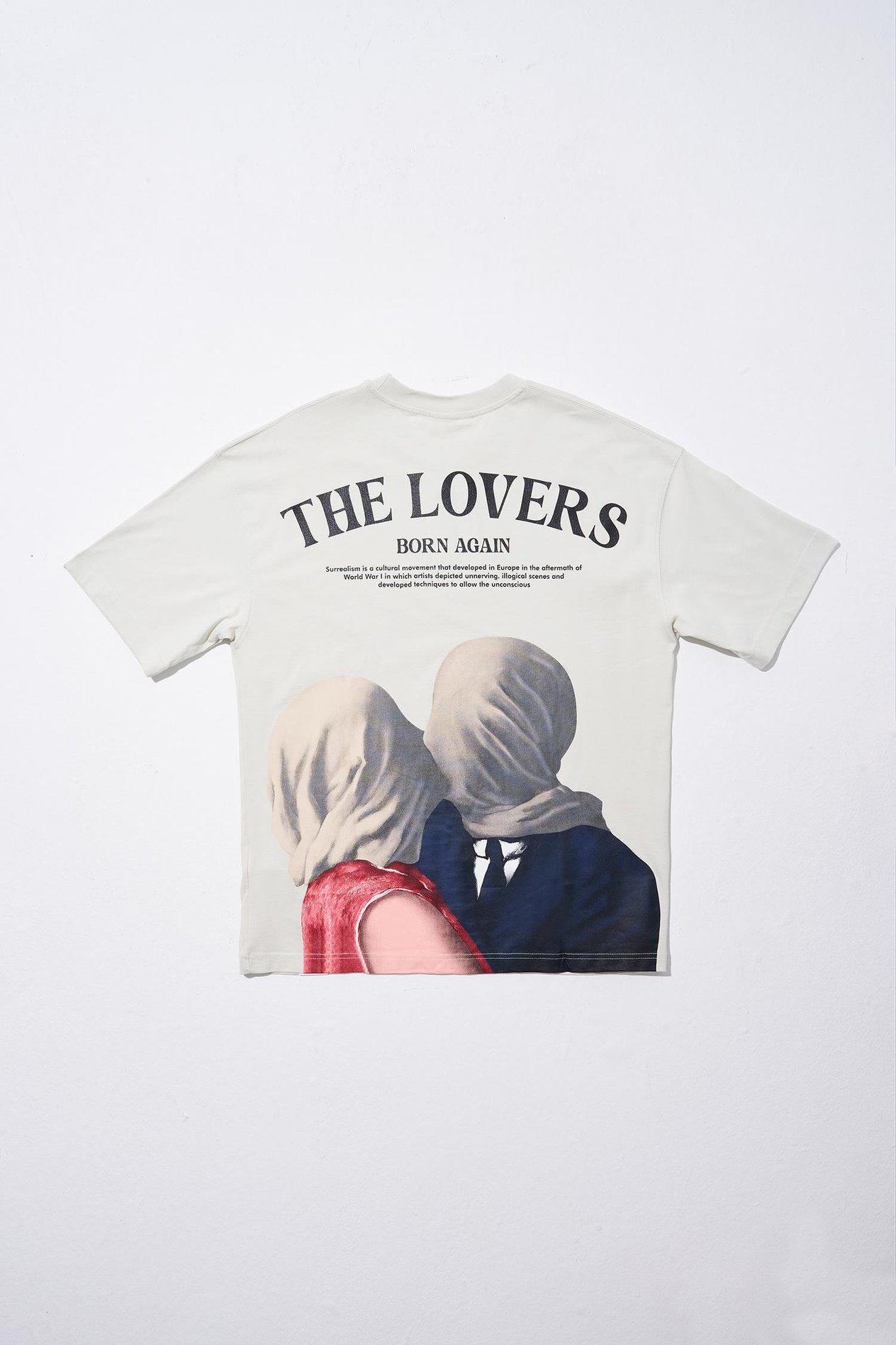 Erkek The Lovers Baskılı Oversize Gri Tişört