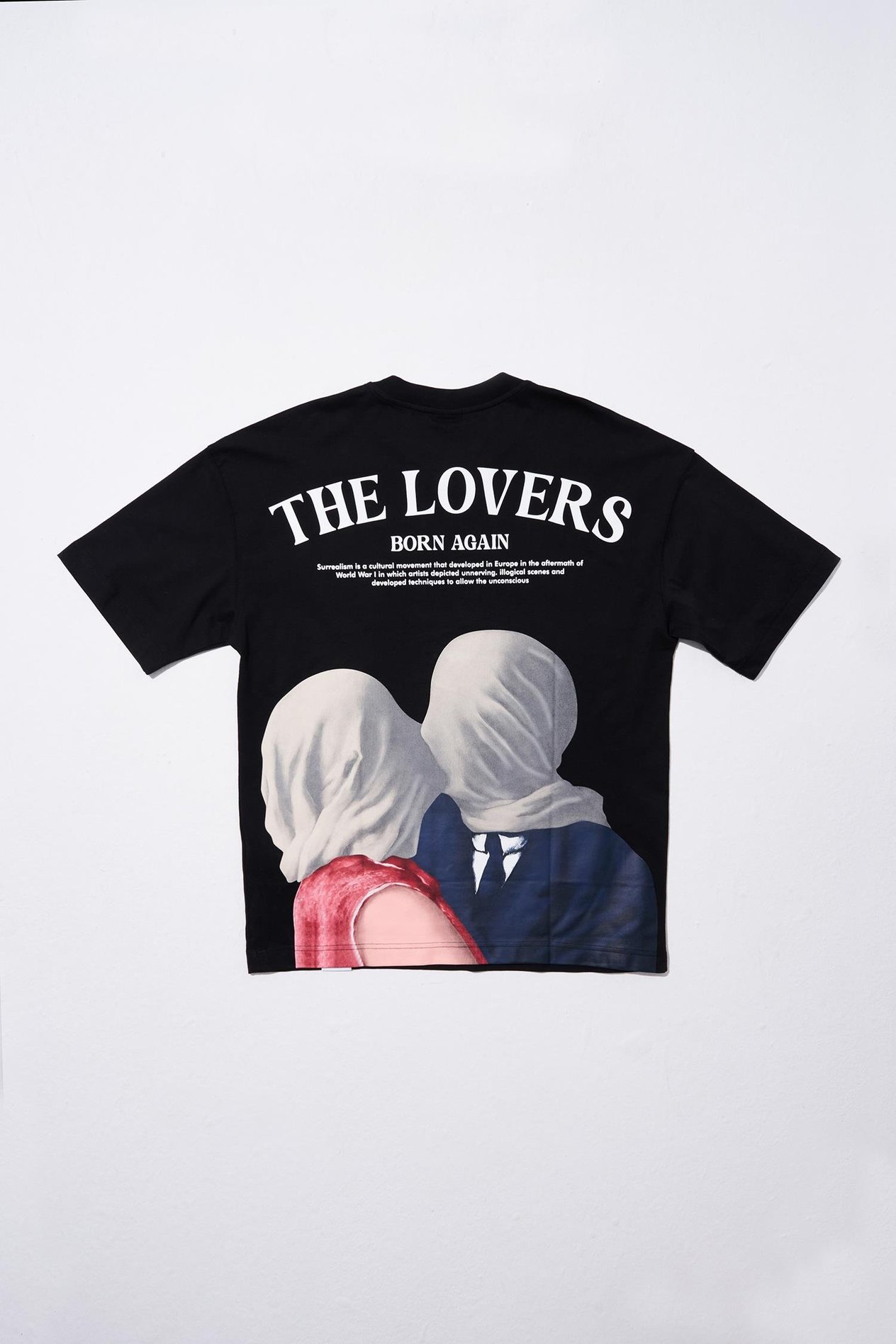 Erkek The Lovers Baskılı Oversize Siyah Tişört