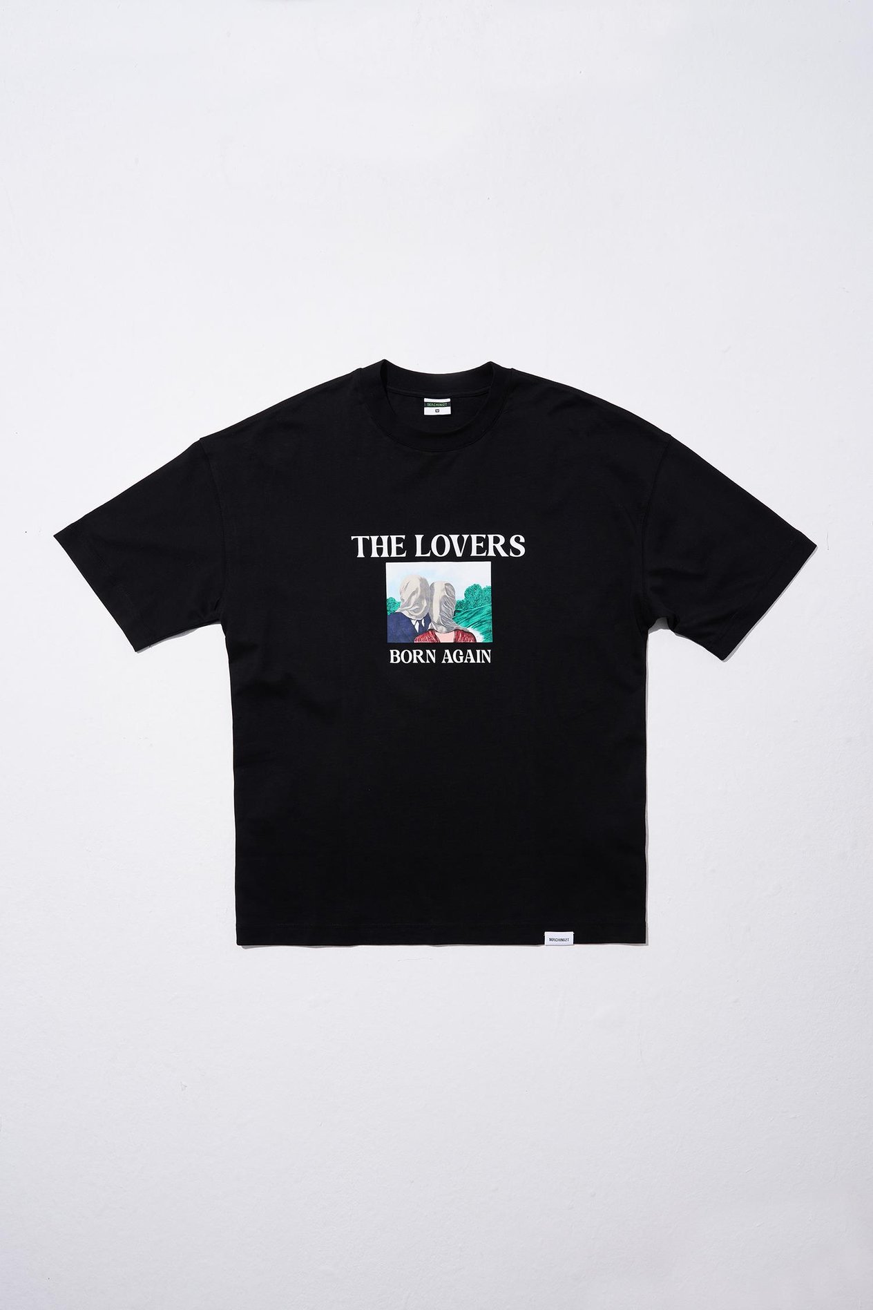 Erkek The Lovers Baskılı Oversize Siyah Tişört