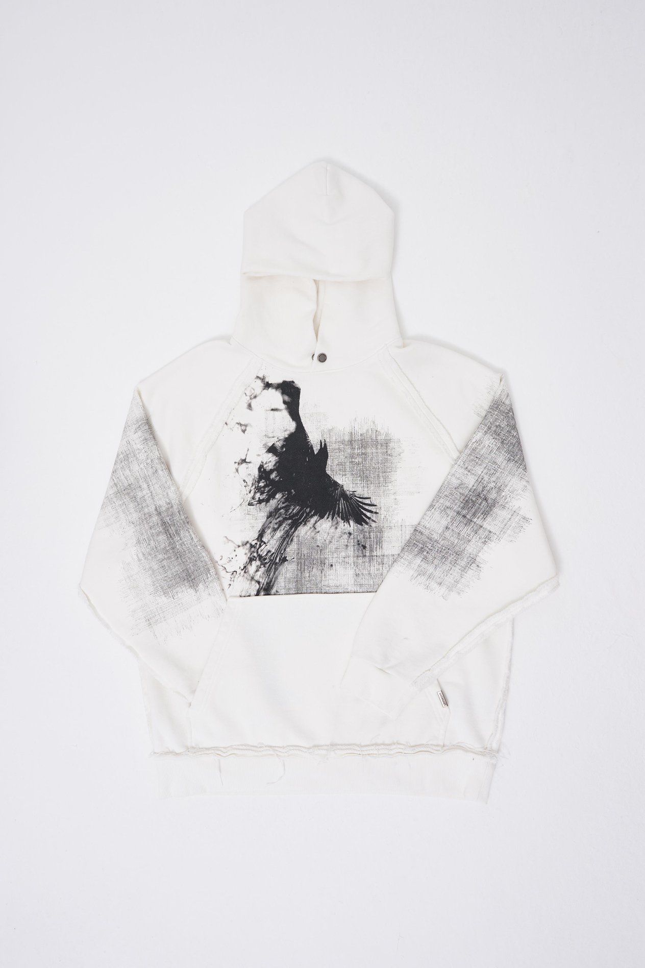Erkek Tumbled Printed Hoodie ECRU