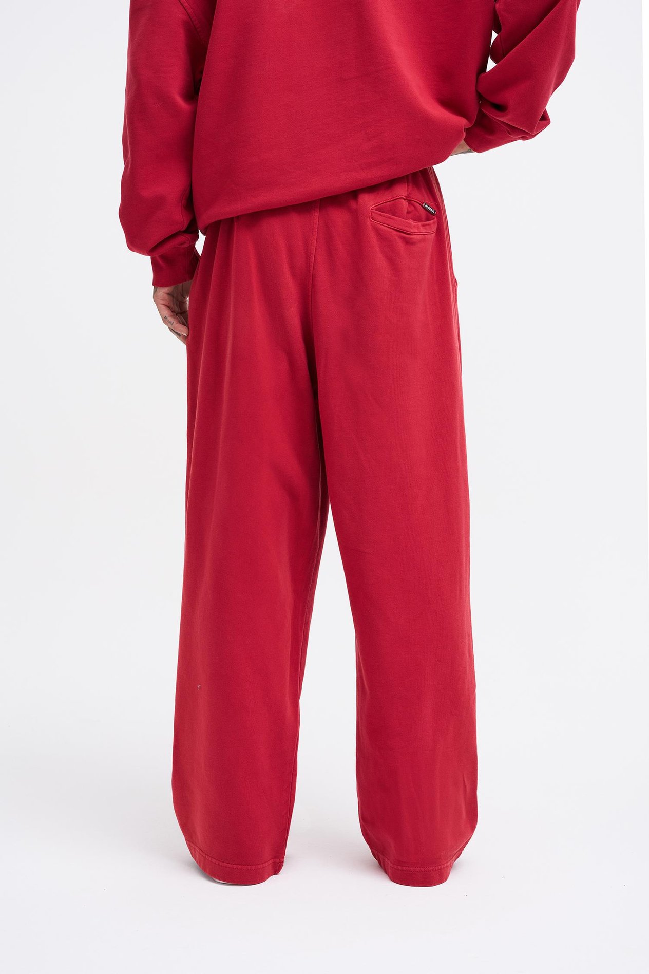 Erkek Yıkamalı Basic Baggy Kırmızı Eşofman Altı
