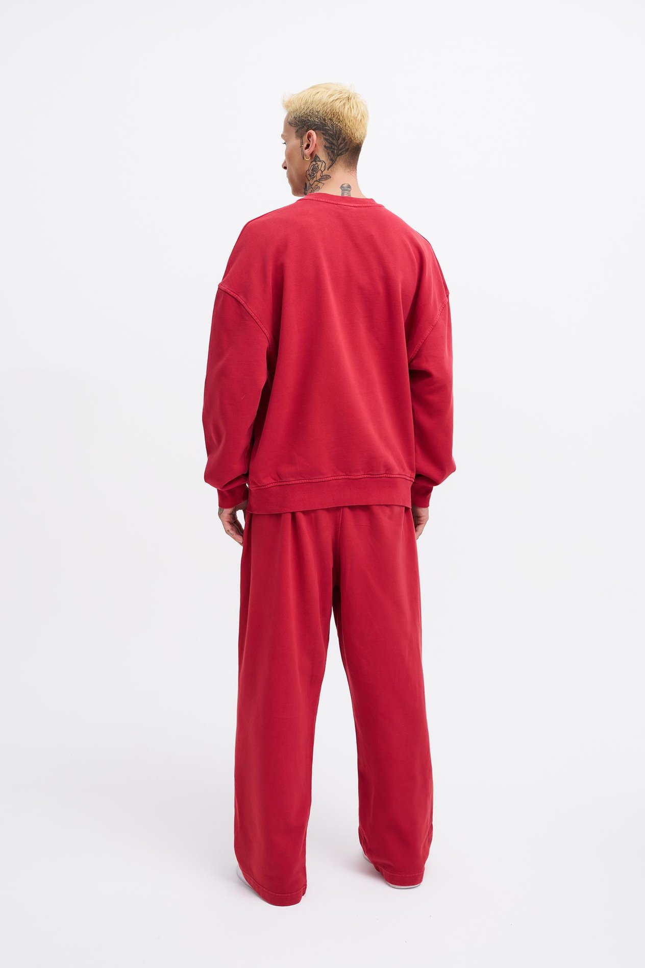 Erkek Yıkamalı Basic Baggy Kırmızı Eşofman Altı