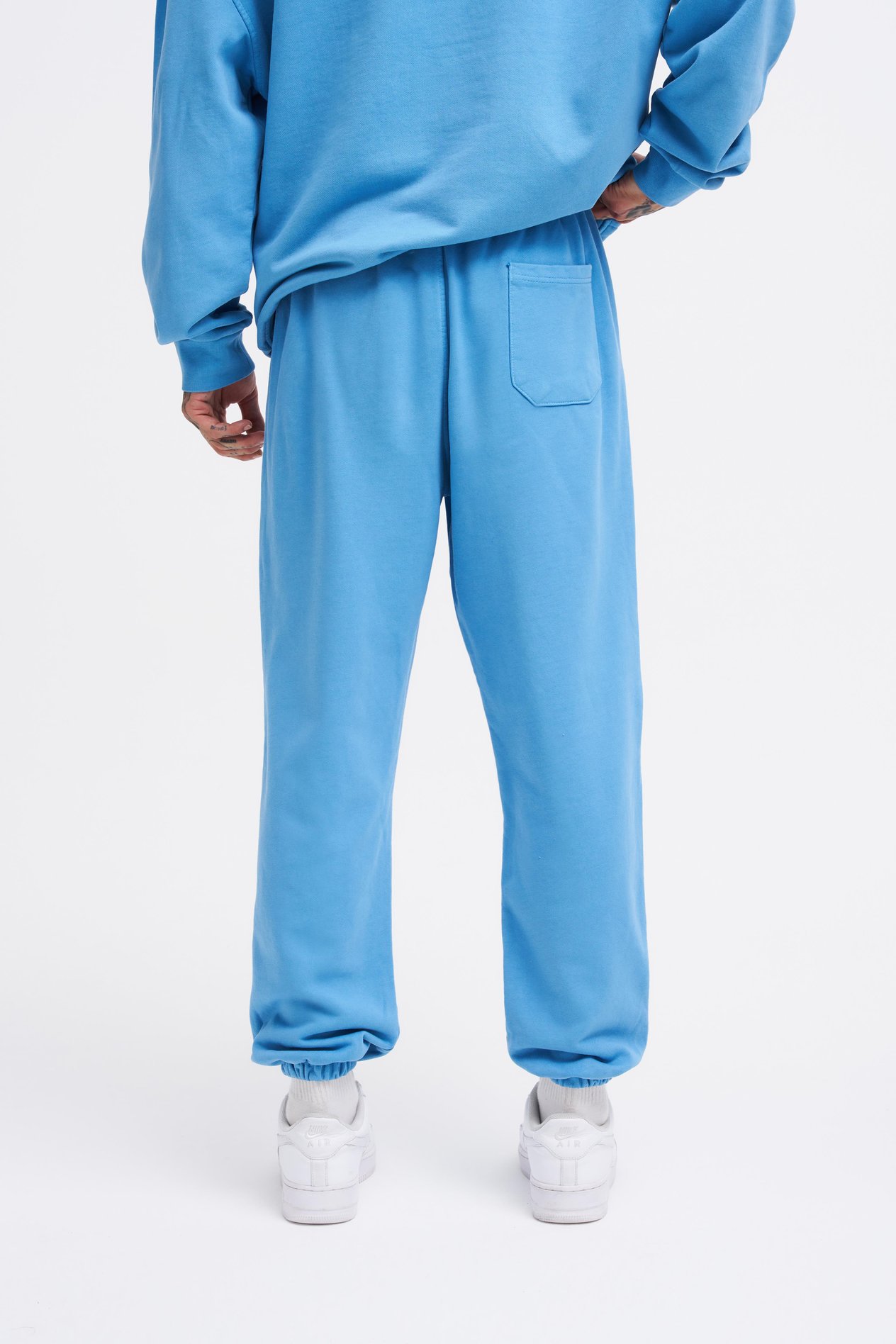 Erkek Yıkamalı Basic Jogger Mavi Eşofman Altı