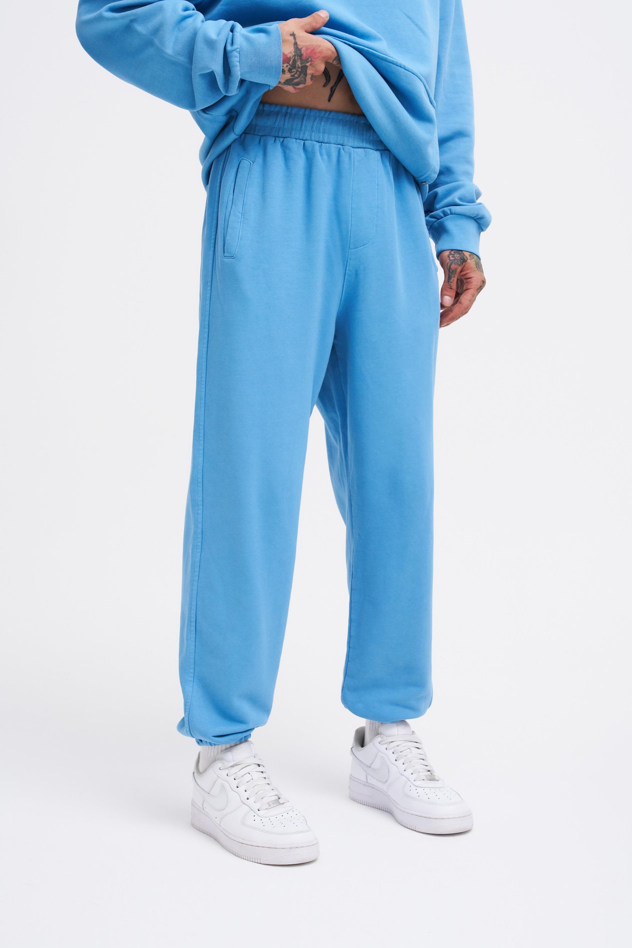 Erkek Yıkamalı Basic Jogger Mavi Eşofman Altı