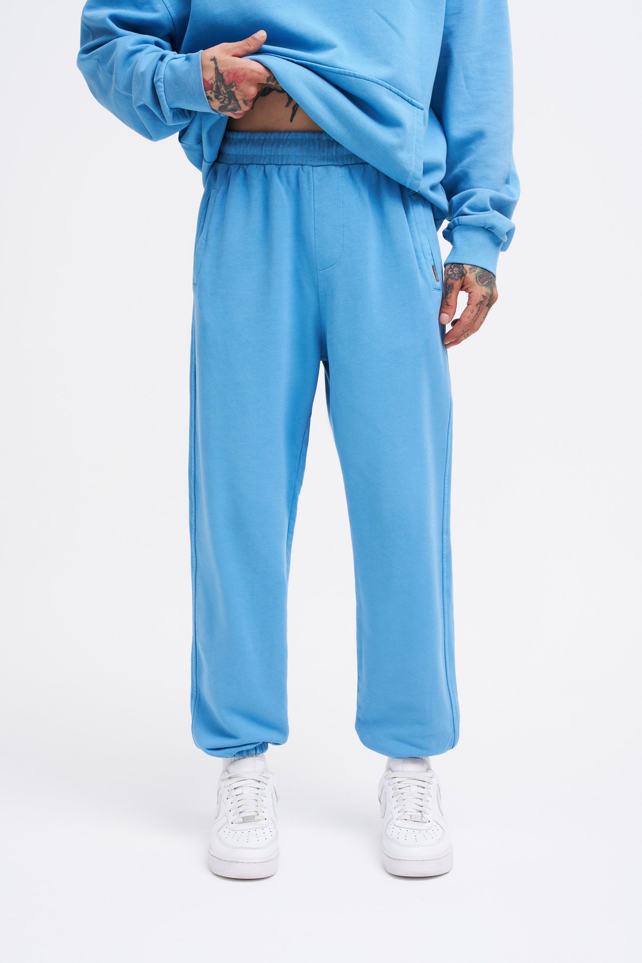 Erkek Yıkamalı Basic Jogger Mavi Eşofman Altı
