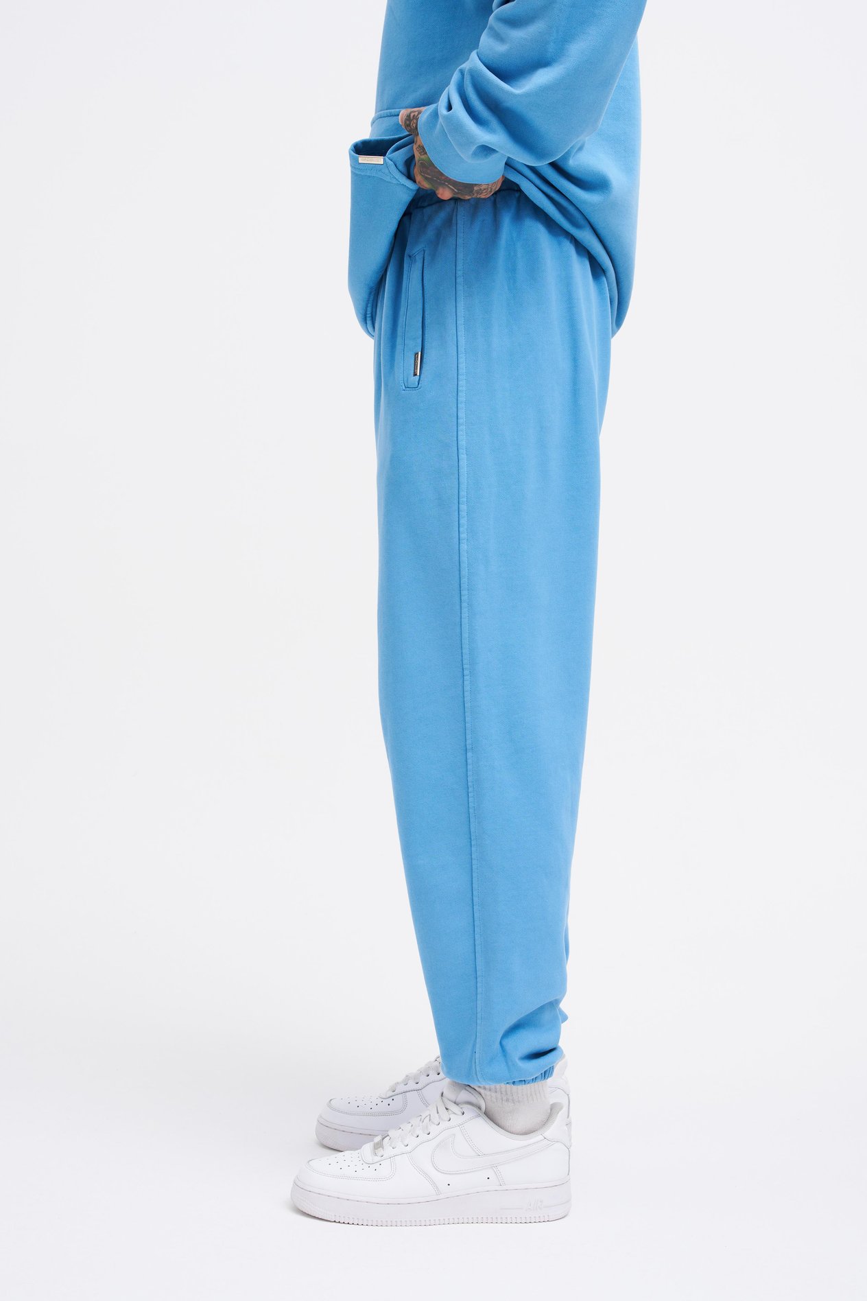 Erkek Yıkamalı Basic Jogger Mavi Eşofman Altı
