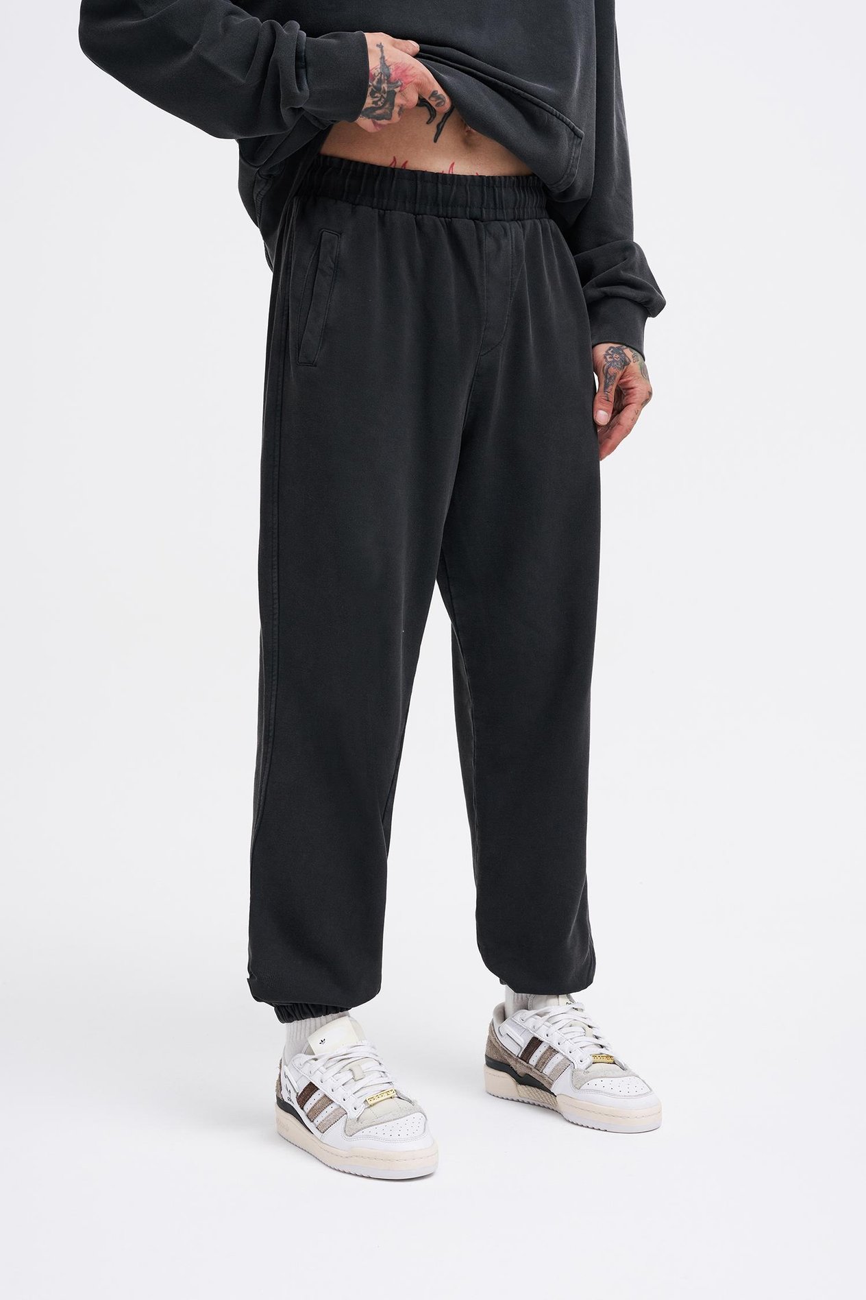 Erkek Yıkamalı Basic Jogger Siyah Eşofman Altı