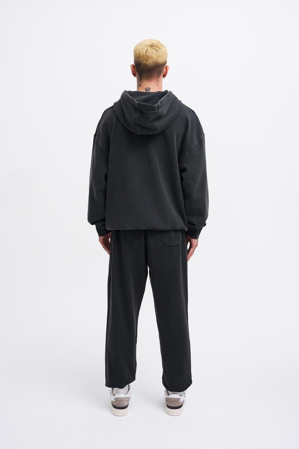 Erkek Yıkamalı Basic Jogger Siyah Eşofman Altı