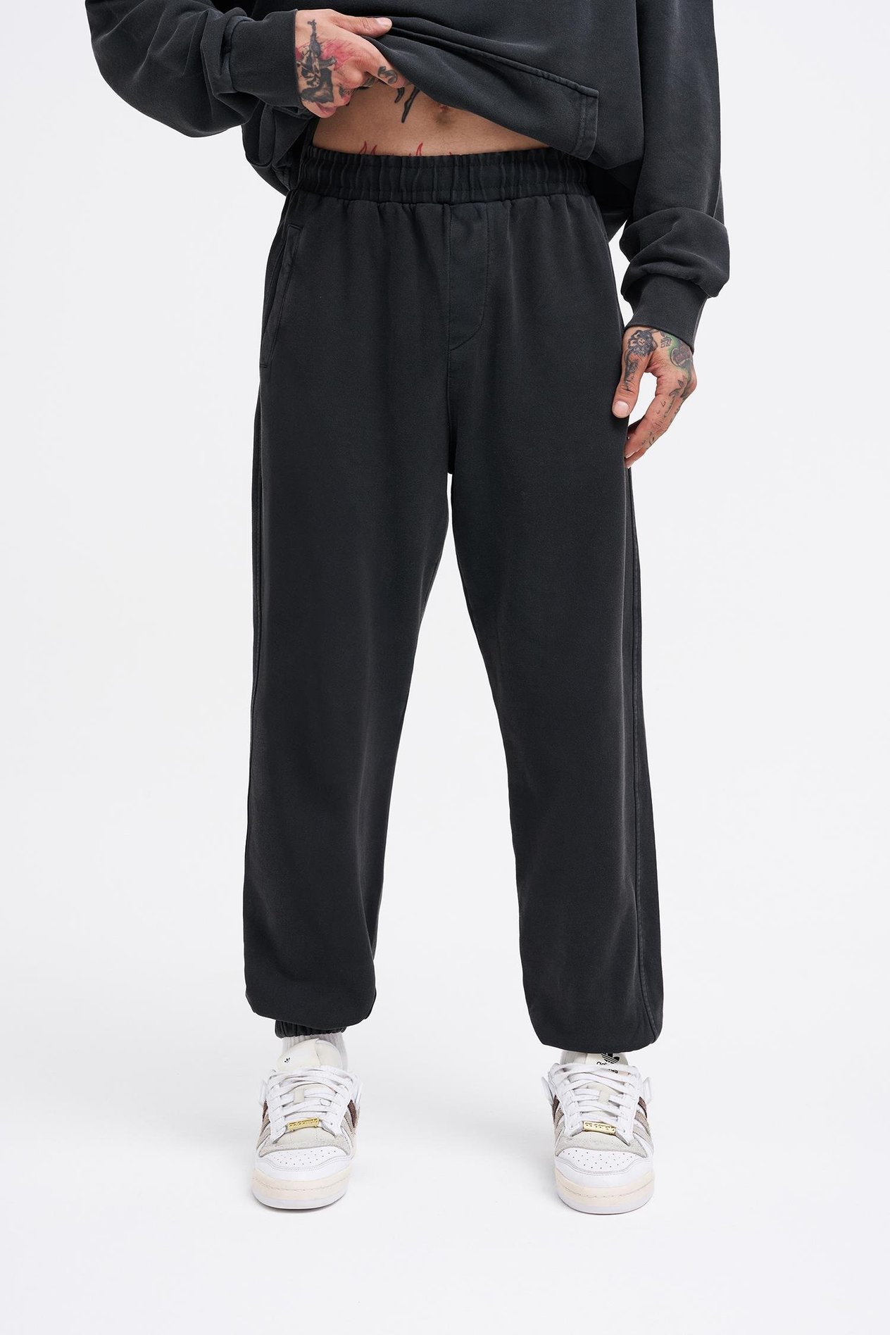 Erkek Yıkamalı Basic Jogger Siyah Eşofman Altı