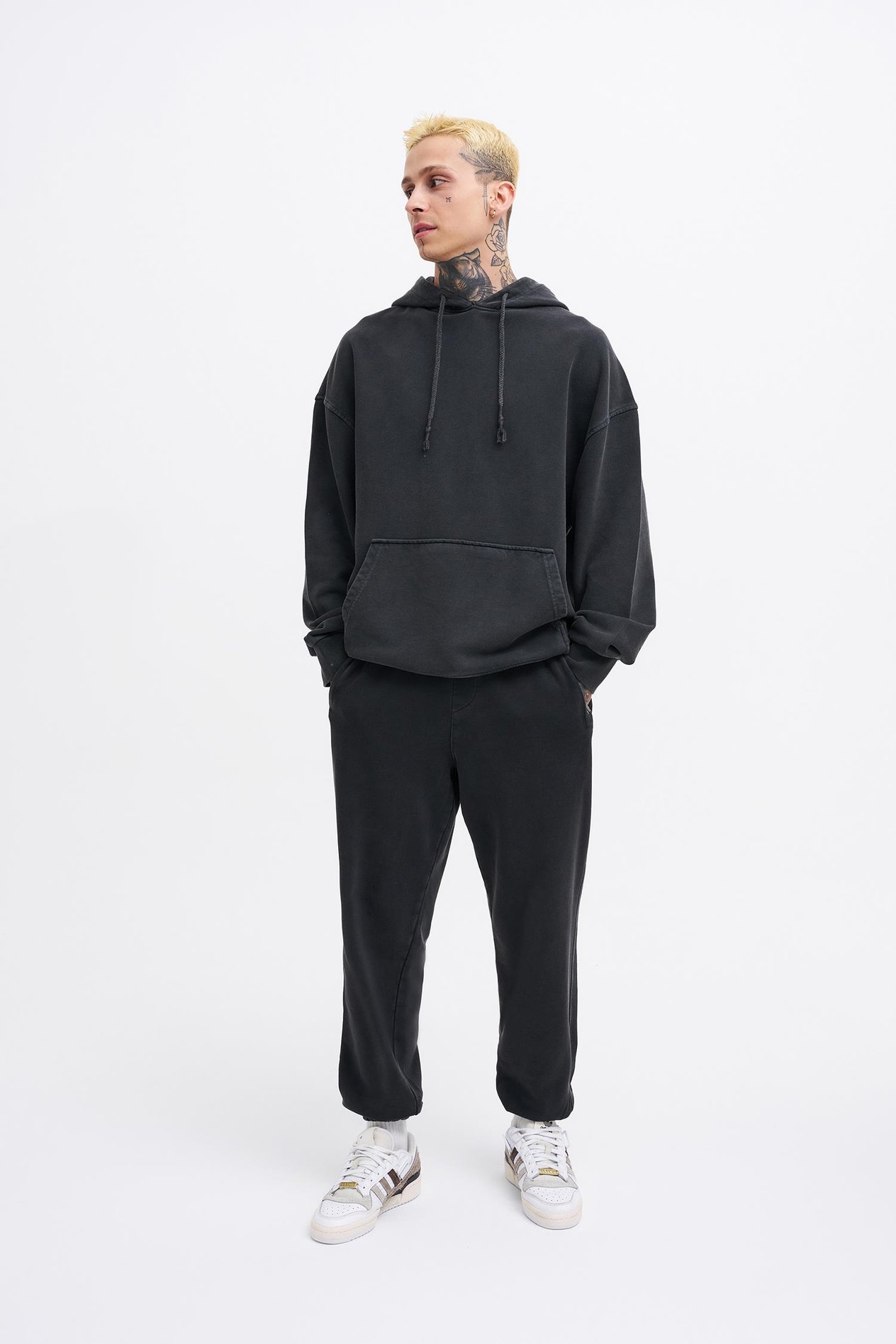 Erkek Yıkamalı Basic Jogger Siyah Eşofman Altı