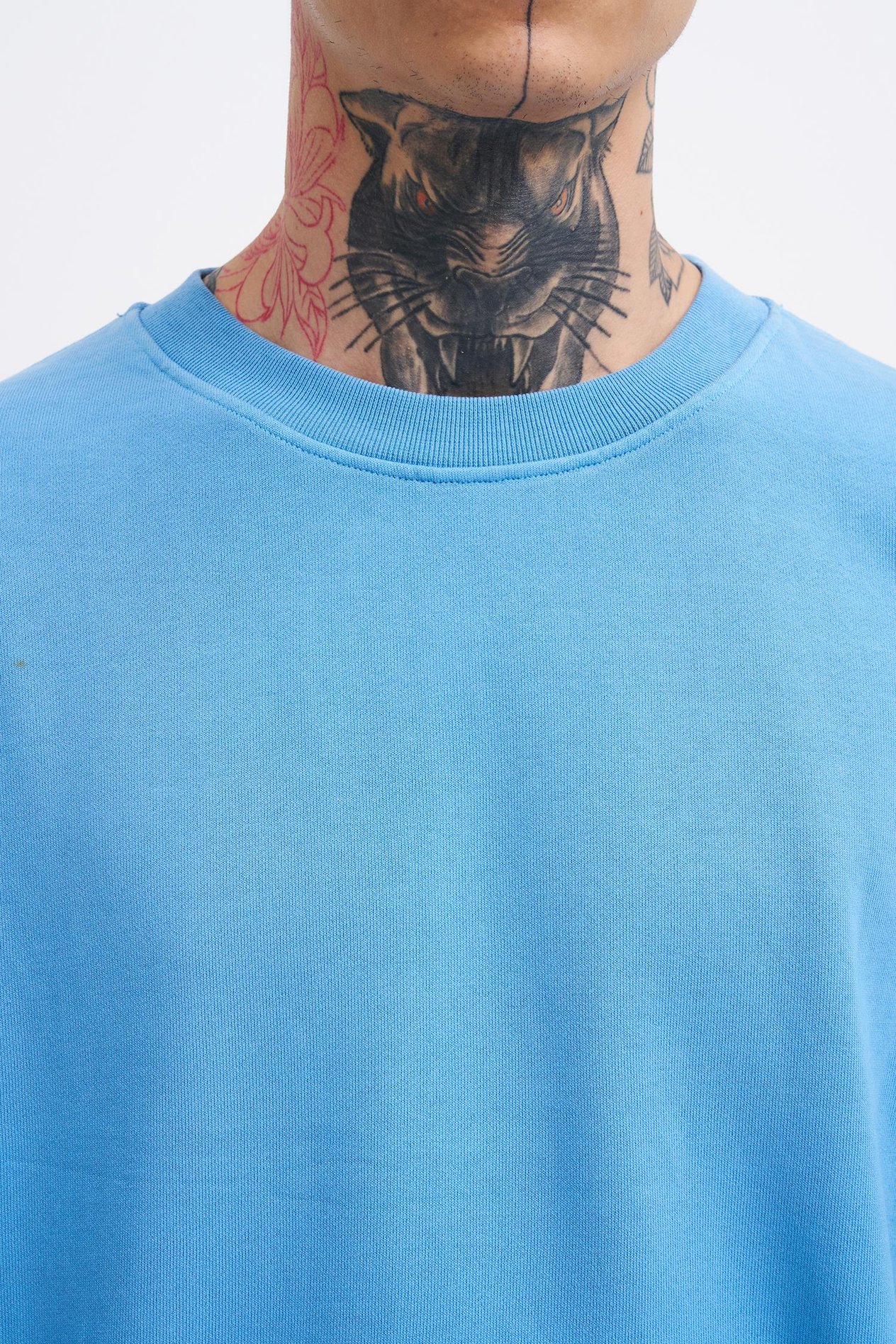Erkek Yıkamalı Oversize Açık Mavi Sweatshirt