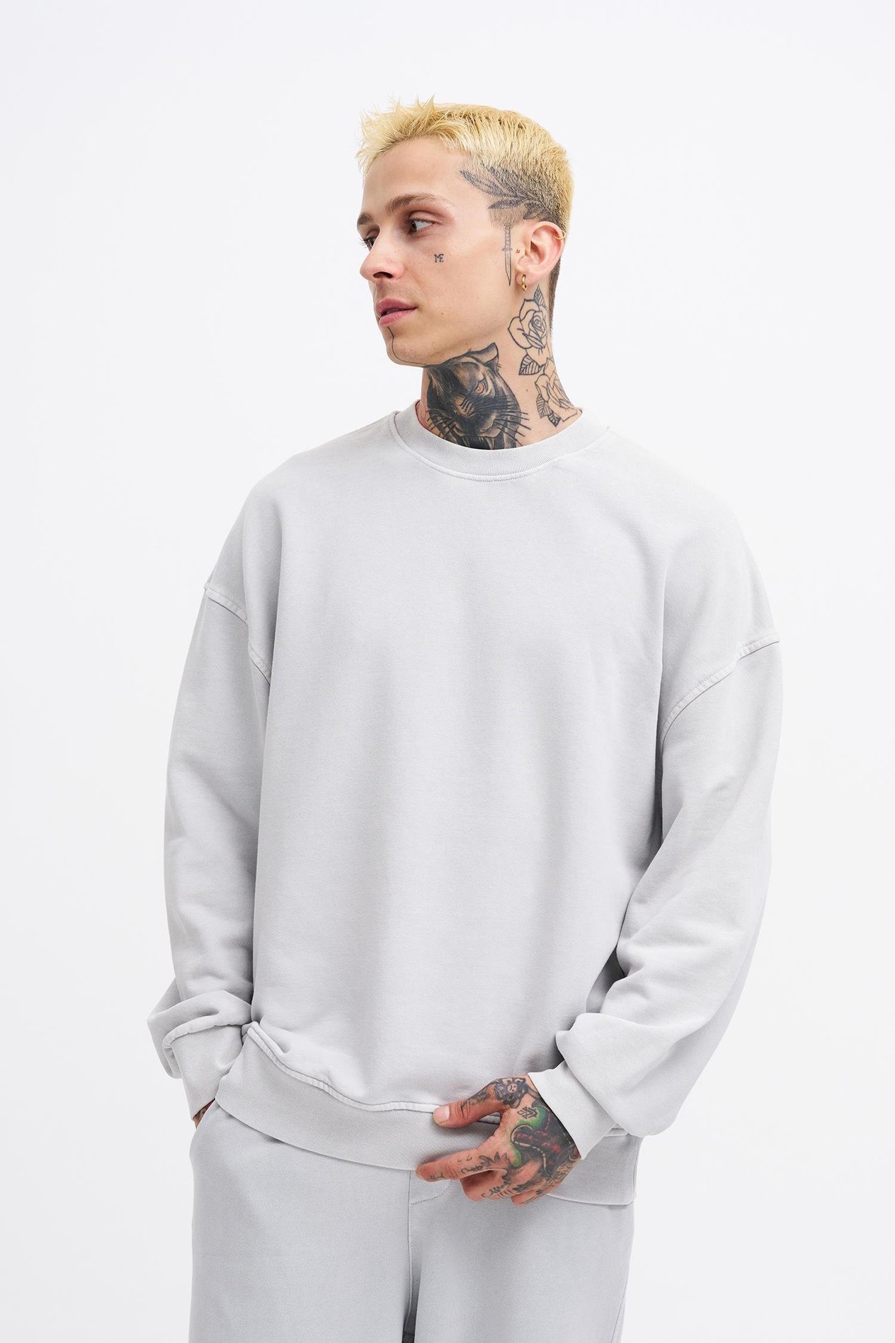 Erkek Yıkamalı Oversize Ghost Sweatshirt