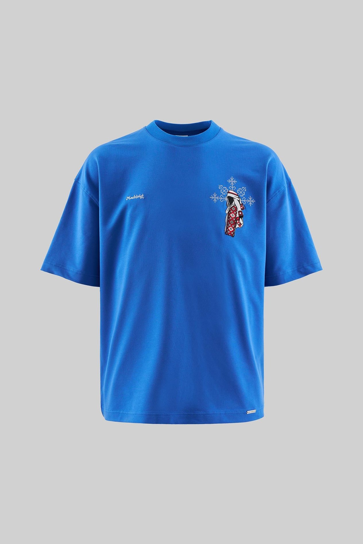 ETHNIC FIGURE EMBROIDERED T-SHIRT SOFT BLUE