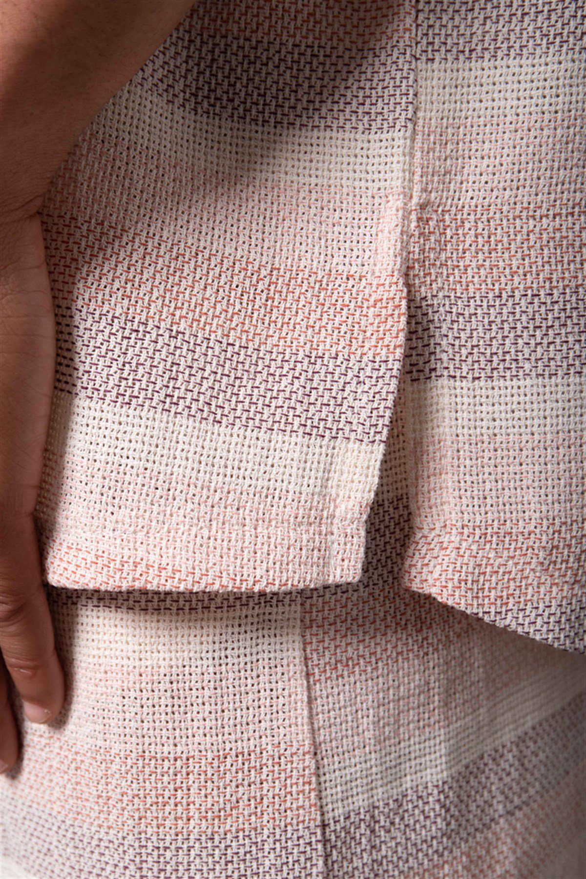 Oversize Çizgili Kısa Kollu Gömlek R1 PEMBE