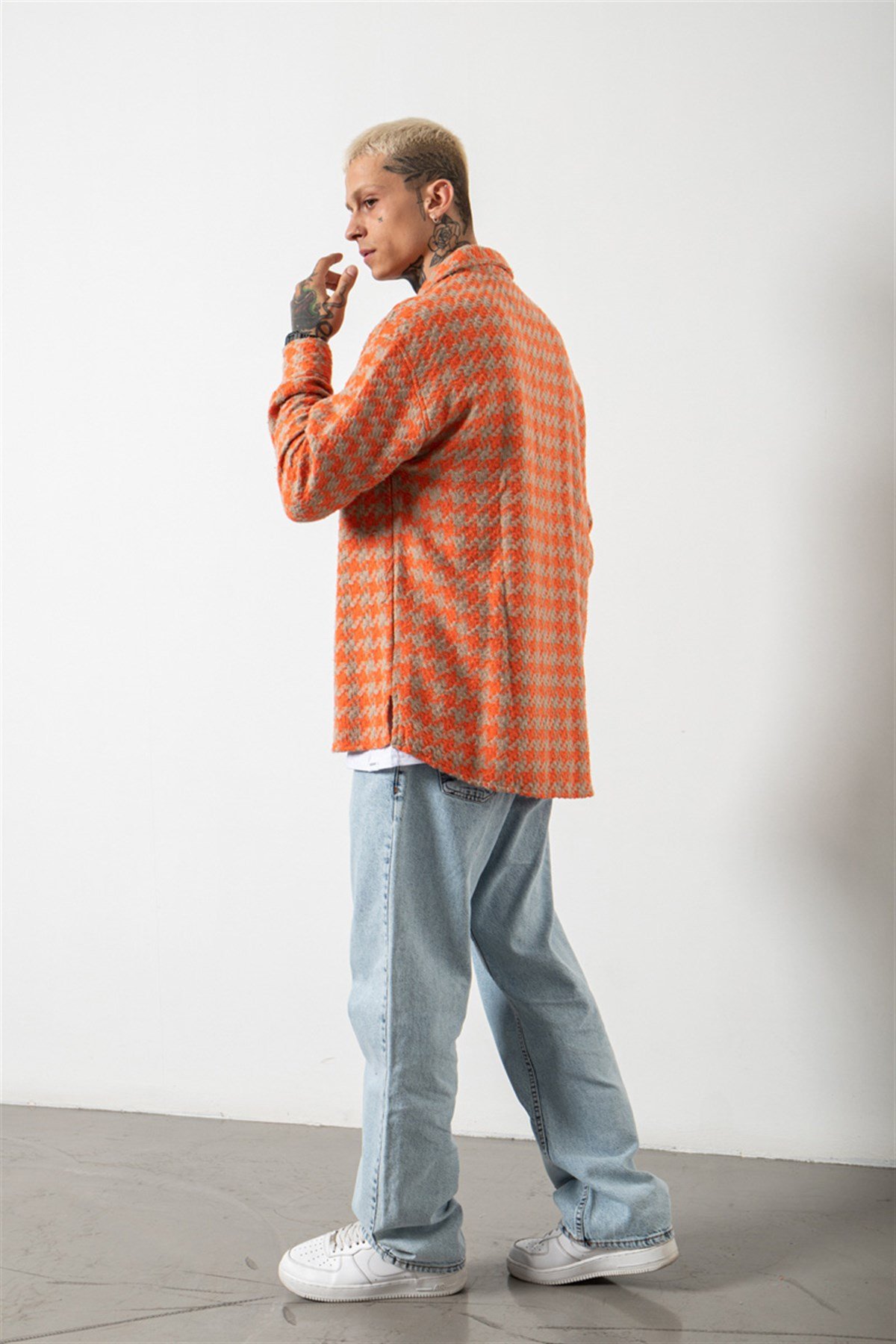 Oversize Kareli Gömlek ORANJ CAMEL