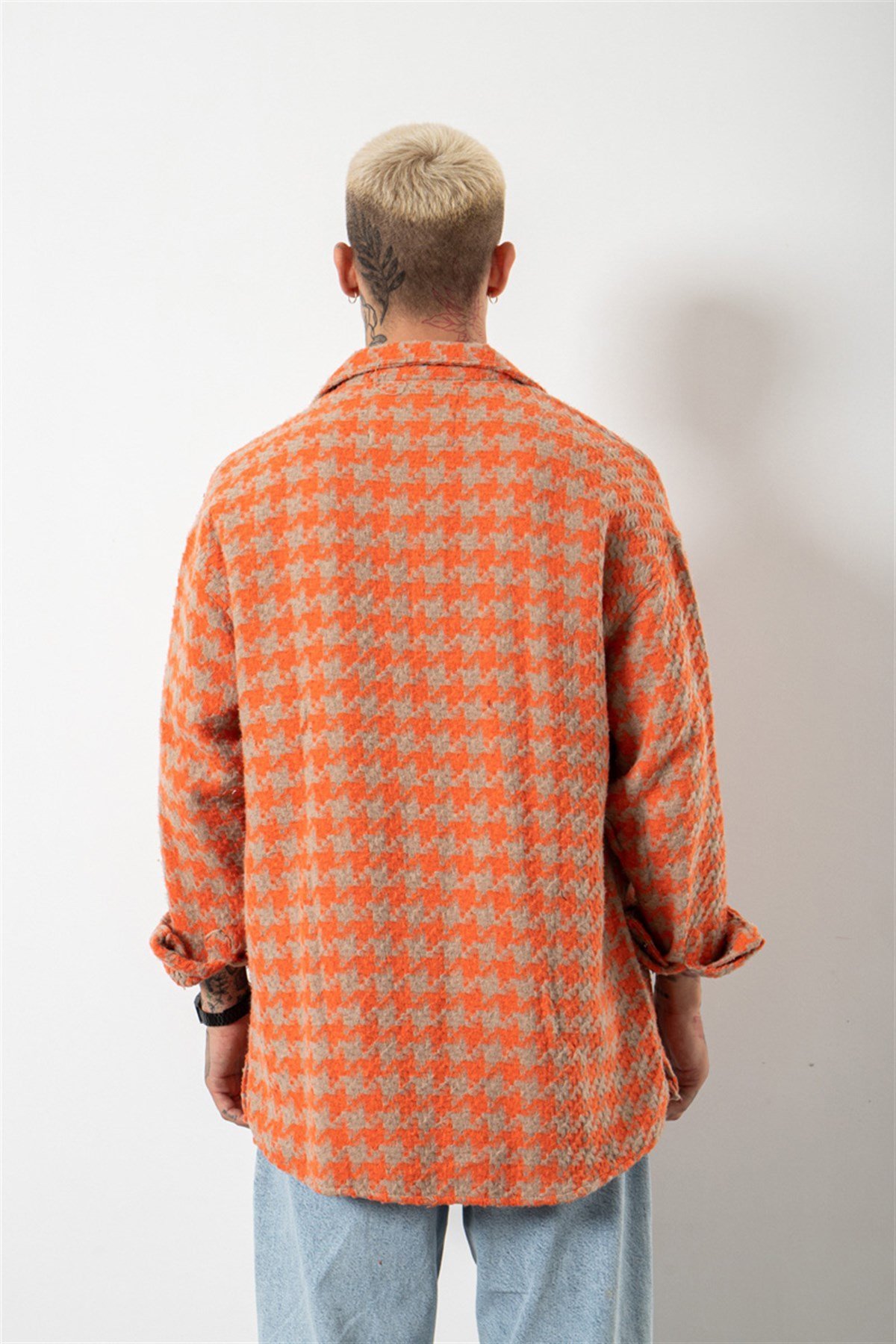 Oversize Kareli Gömlek ORANJ CAMEL