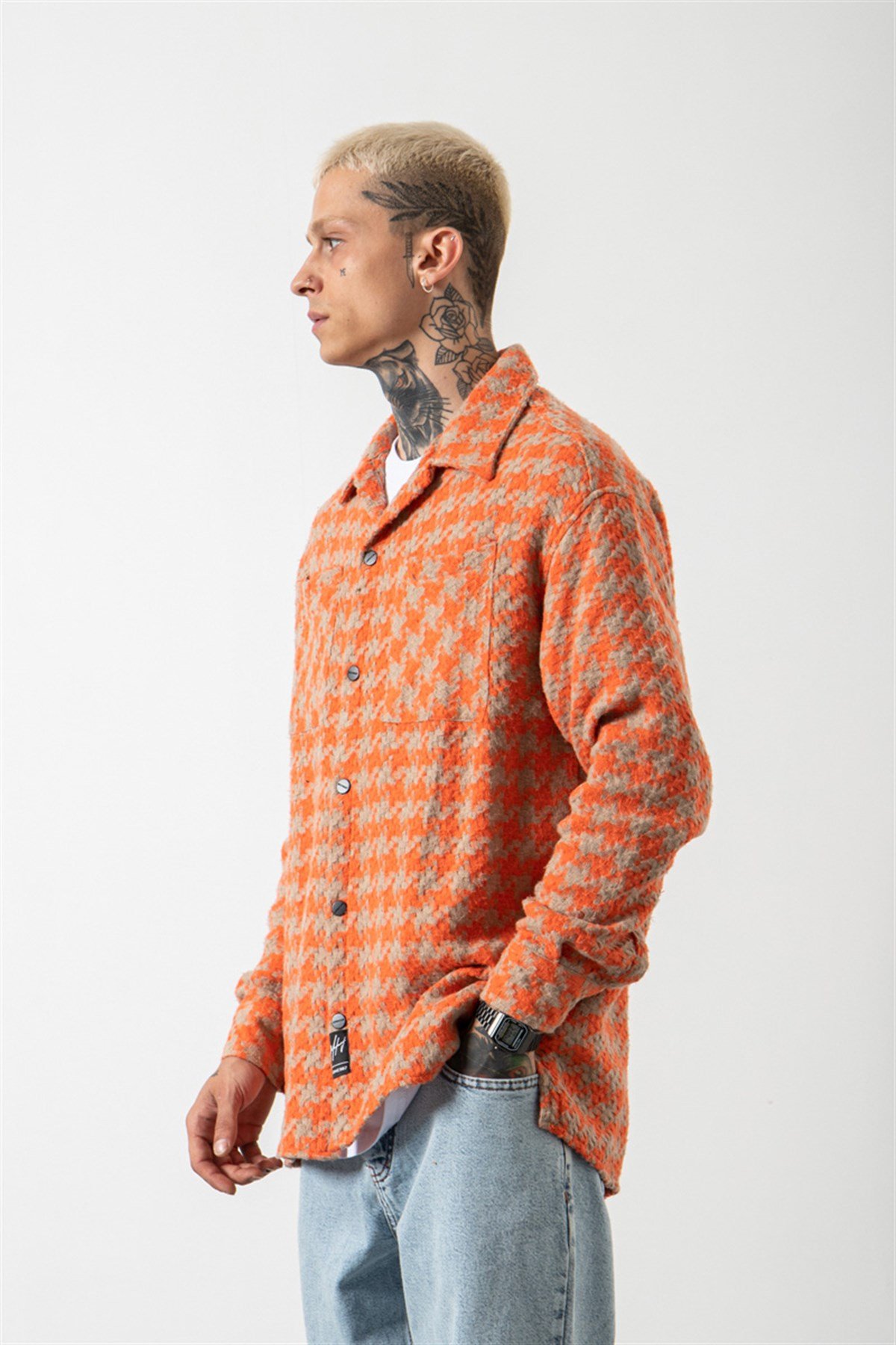 Oversize Kareli Gömlek ORANJ CAMEL
