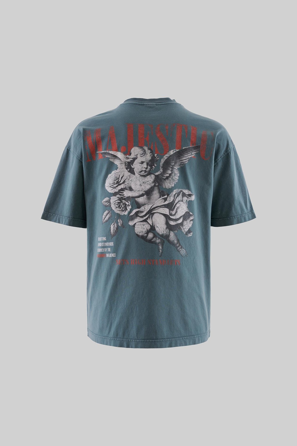 Erkek Oversize Majestic Baskılı Yıkamalı Ghost Tişört