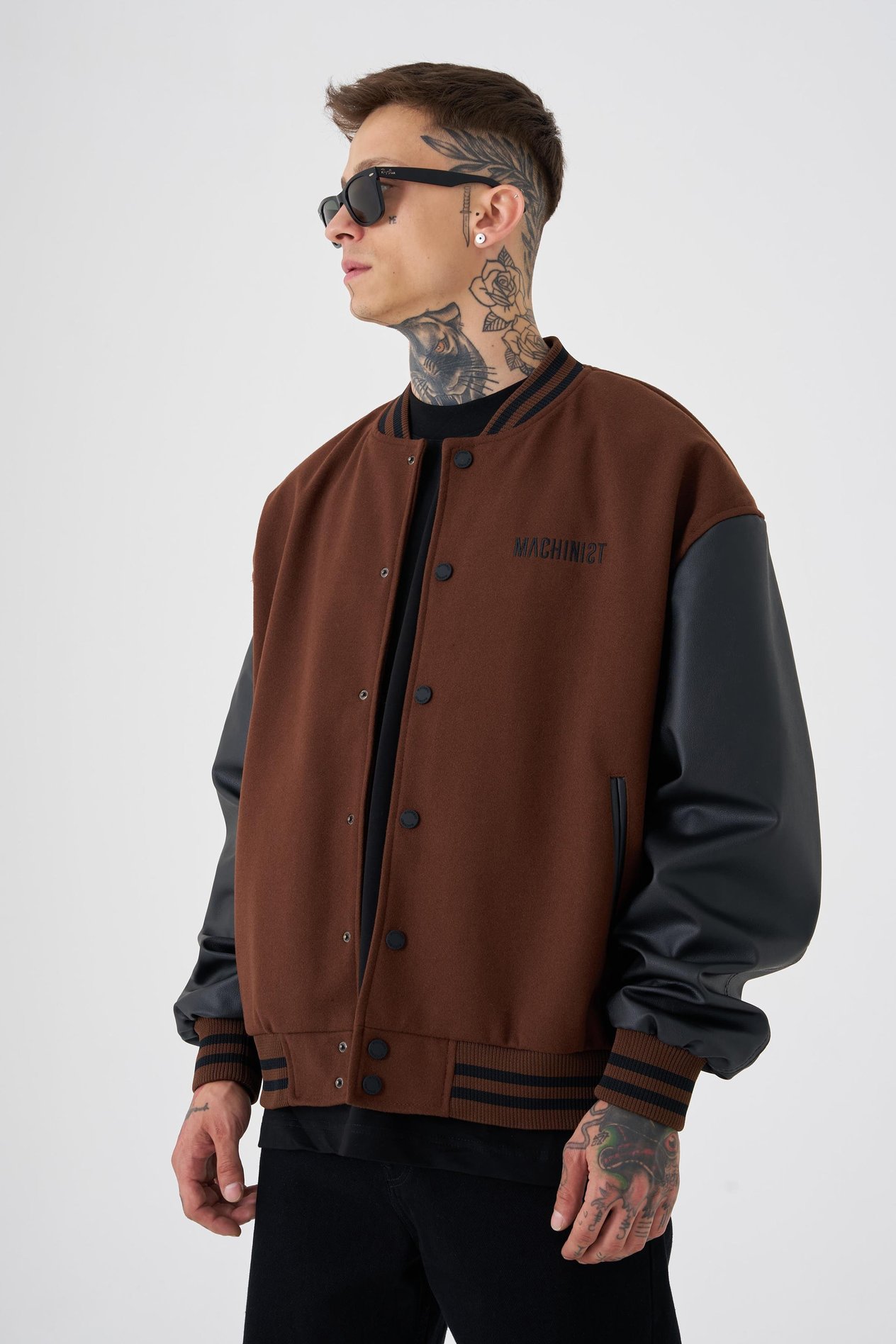 Erkek Deer Oversize Kahve Bomber Ceket