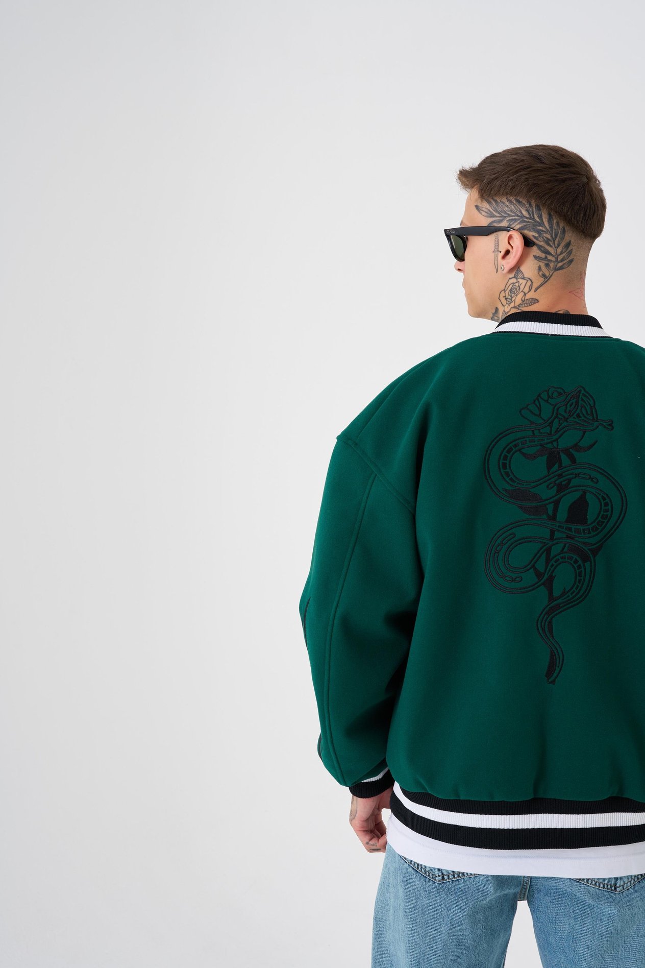 Erkek Snake Oversize Yeşil Bomber Ceket