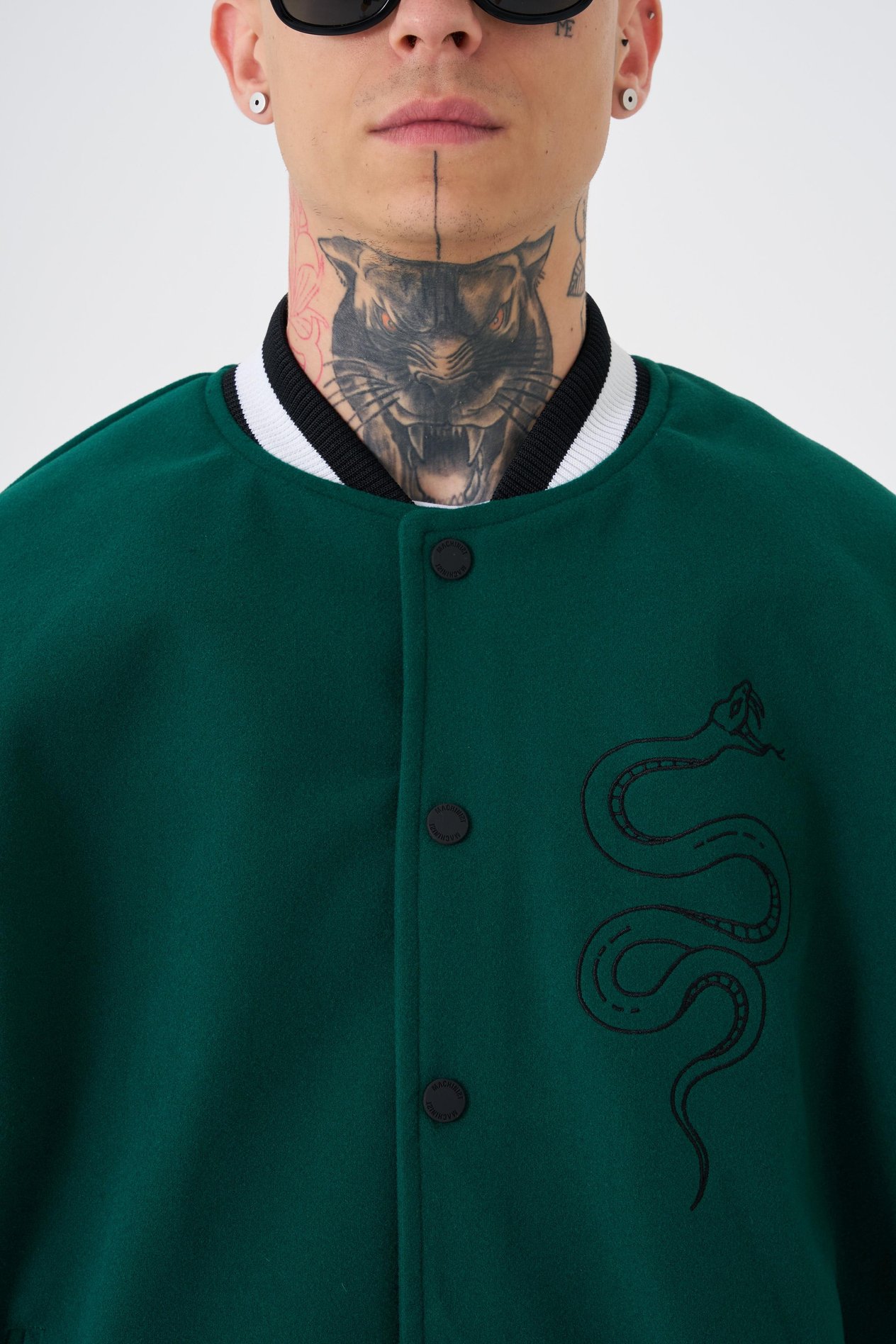 Erkek Snake Oversize Yeşil Bomber Ceket